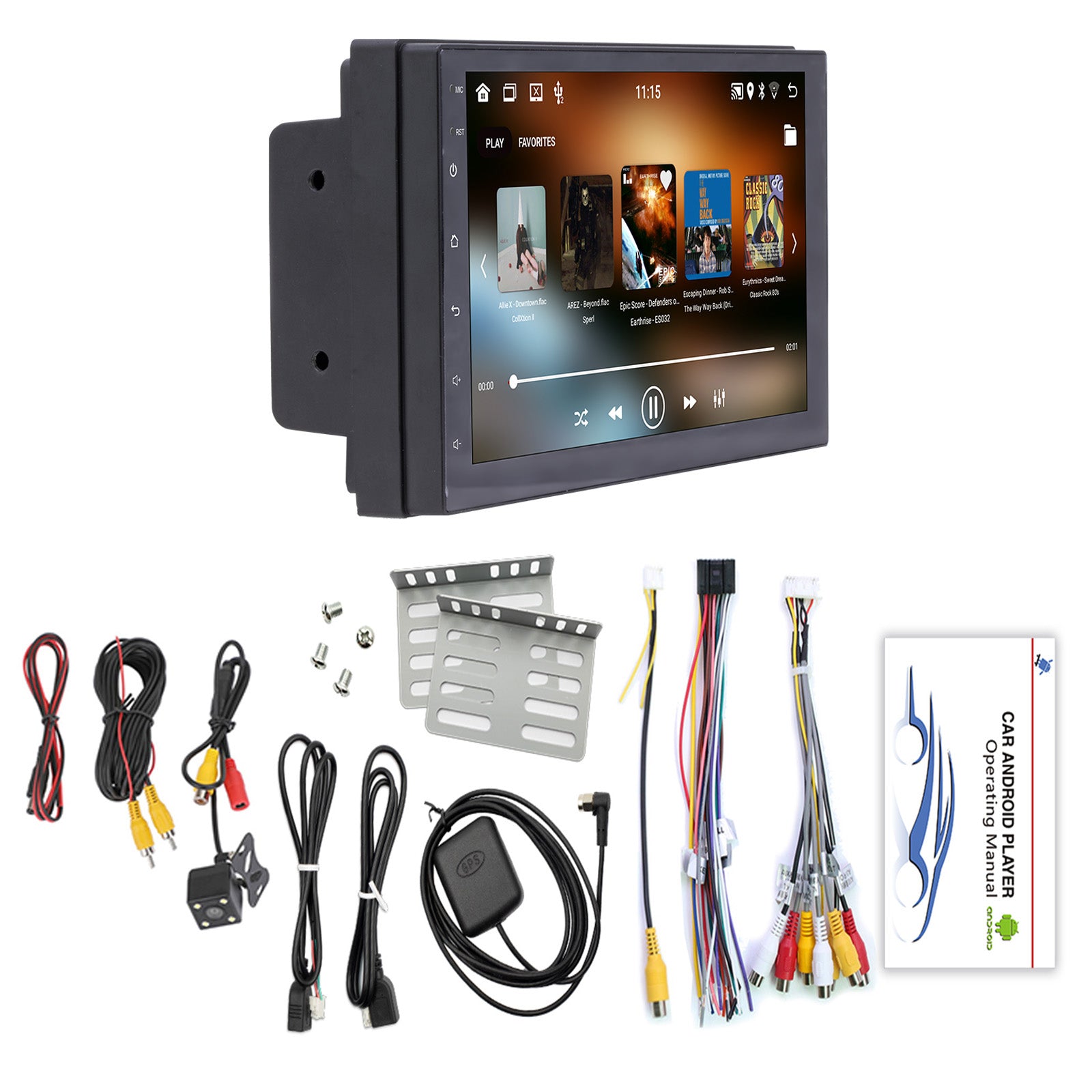 7" Android 10 GPS WiFi Bluetooth Car Stereo MP5 Player Carplay + 4 LED Camera