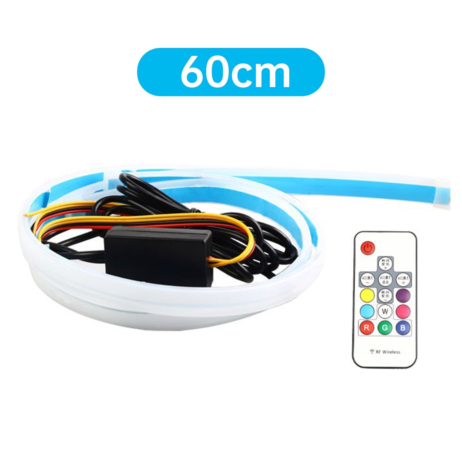Ultra Thin Car LED Headlight Daytime Running Iridescent Light Eyebrow Strip With Remote control 60cm