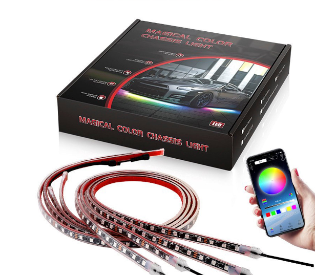 4Pcs LED Chassis Light Modified With Fantasy Ambient Light APP Controller 120cm*2+150cm*2