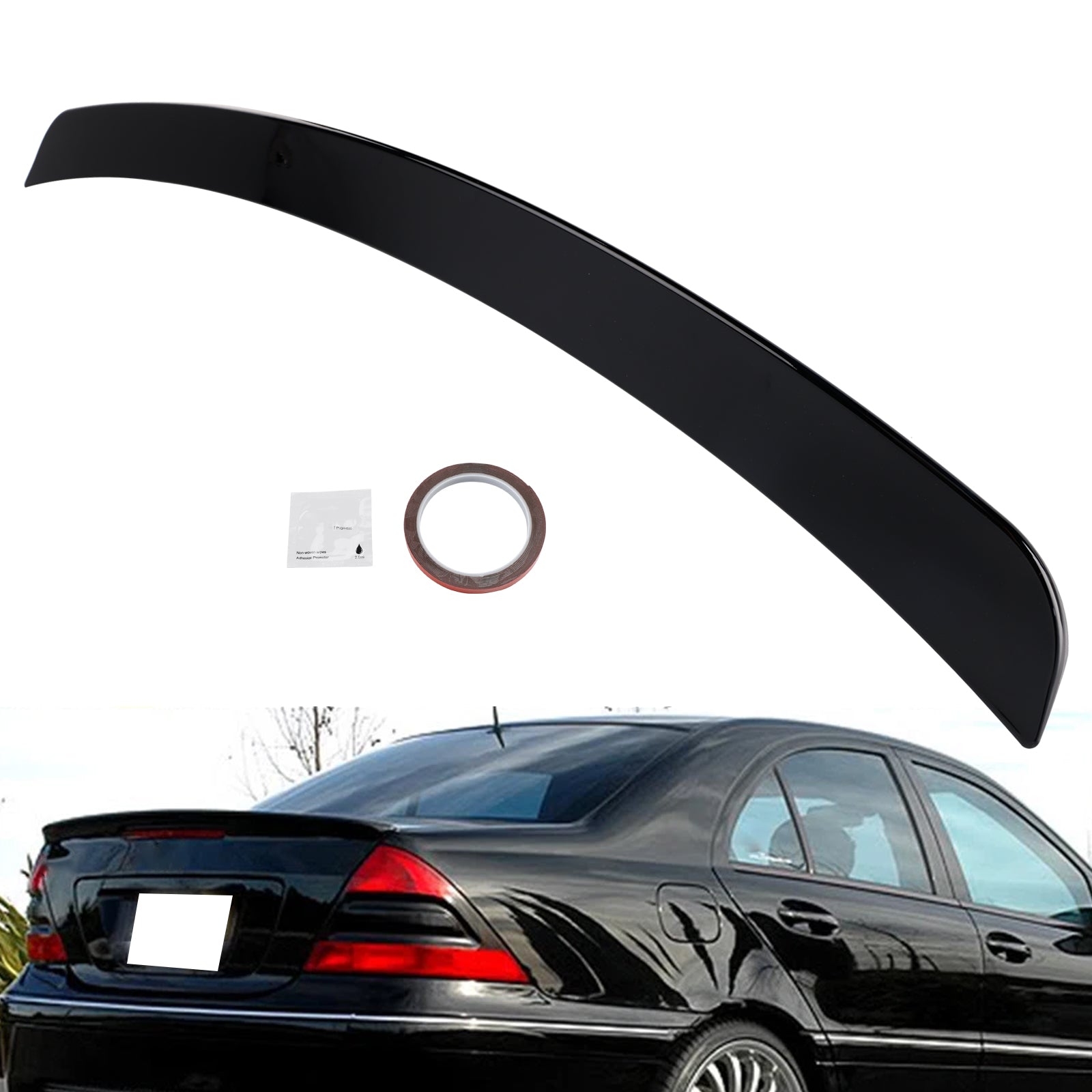 Gloss Black Rear Spoiler For Mercedes-Benz C-Class W203 2001-2007 Sedan
