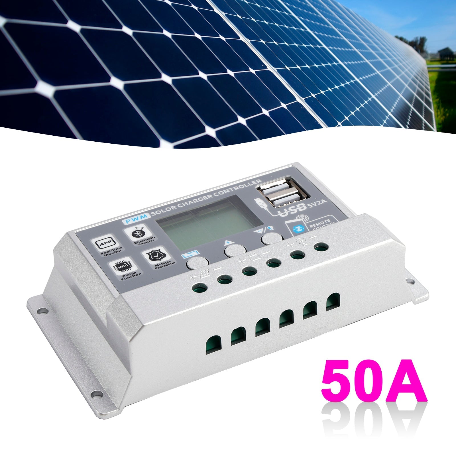 10A-60A PWM Solar Controller Mobile APP Intelligent Control Solar Controller