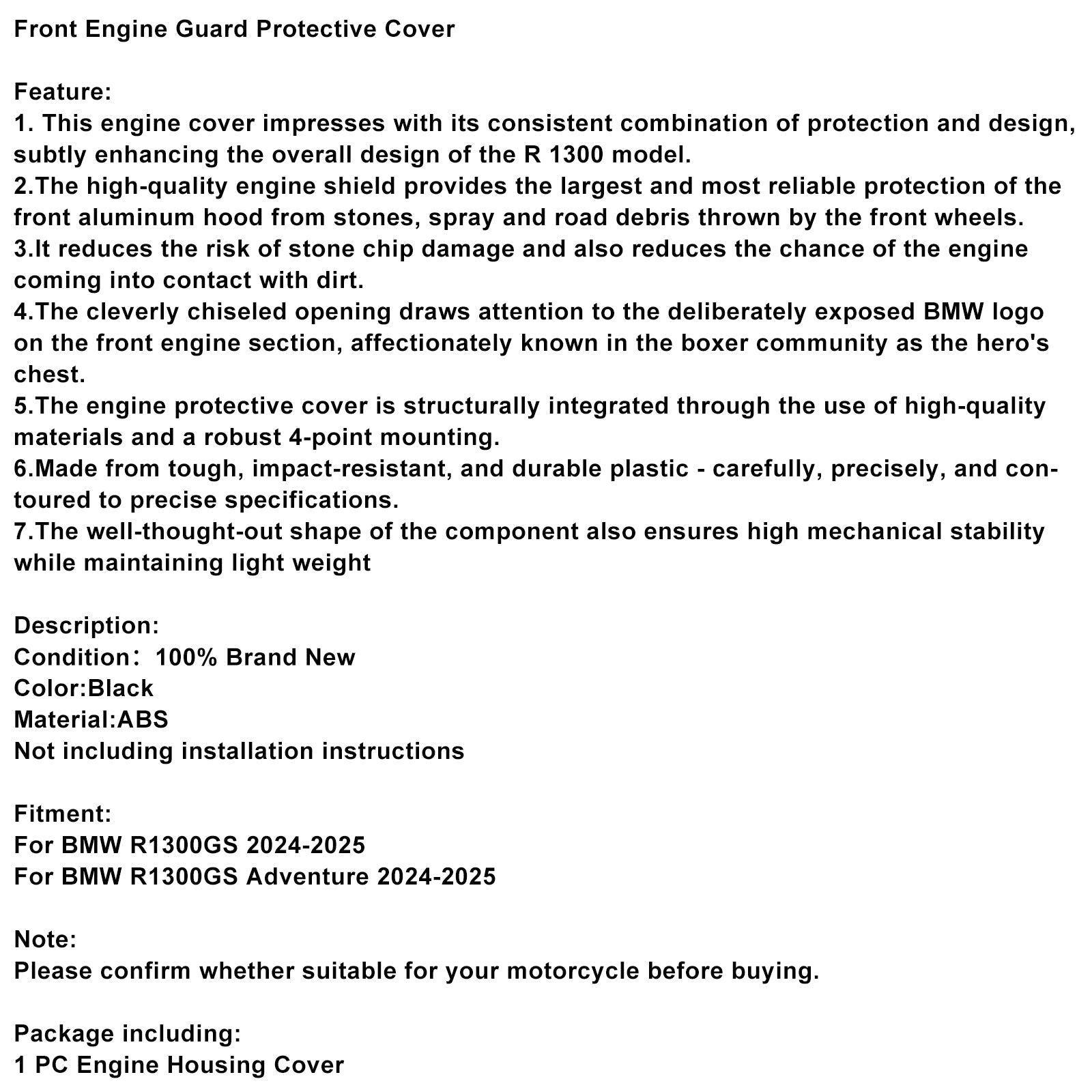 2024-2025 BMW R1300GS Adventure Front Engine Guard Protective Cover