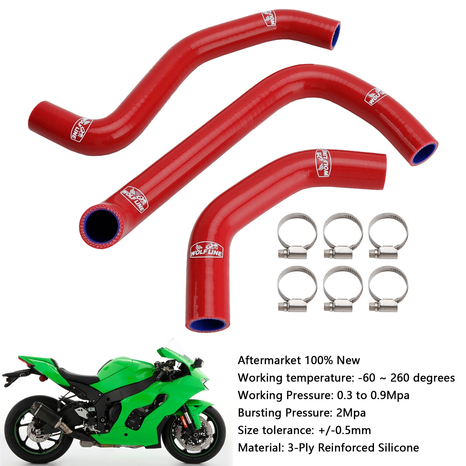 2021-2025 Kawasaki ZX10R ZX-10RR Silicone Radiator coolant Hose