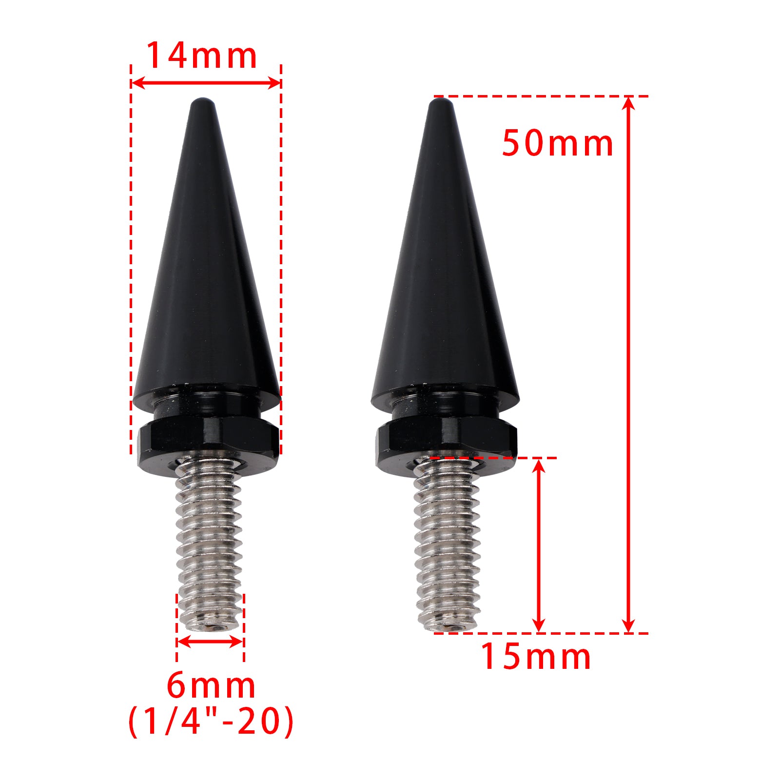 3X BLACK 1/2"-20 WINDSHIELD FAIRING MOUNTING SPIKE BOLTS FOR TOURING 1996-2013