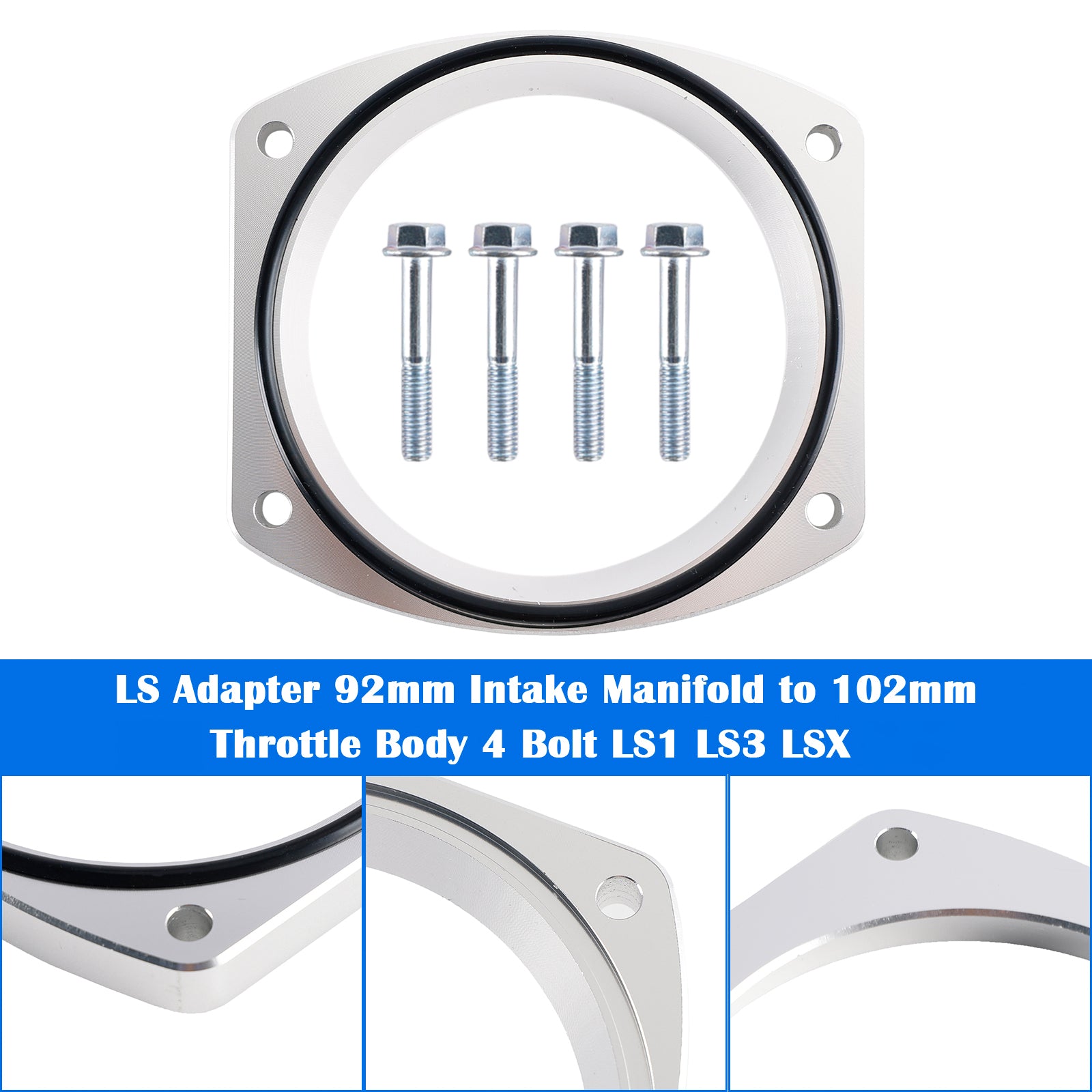 For LS Adapter 92mm Intake Manifold to 102mm Throttle Body 4 Bolt LS1 LS3 LSX
