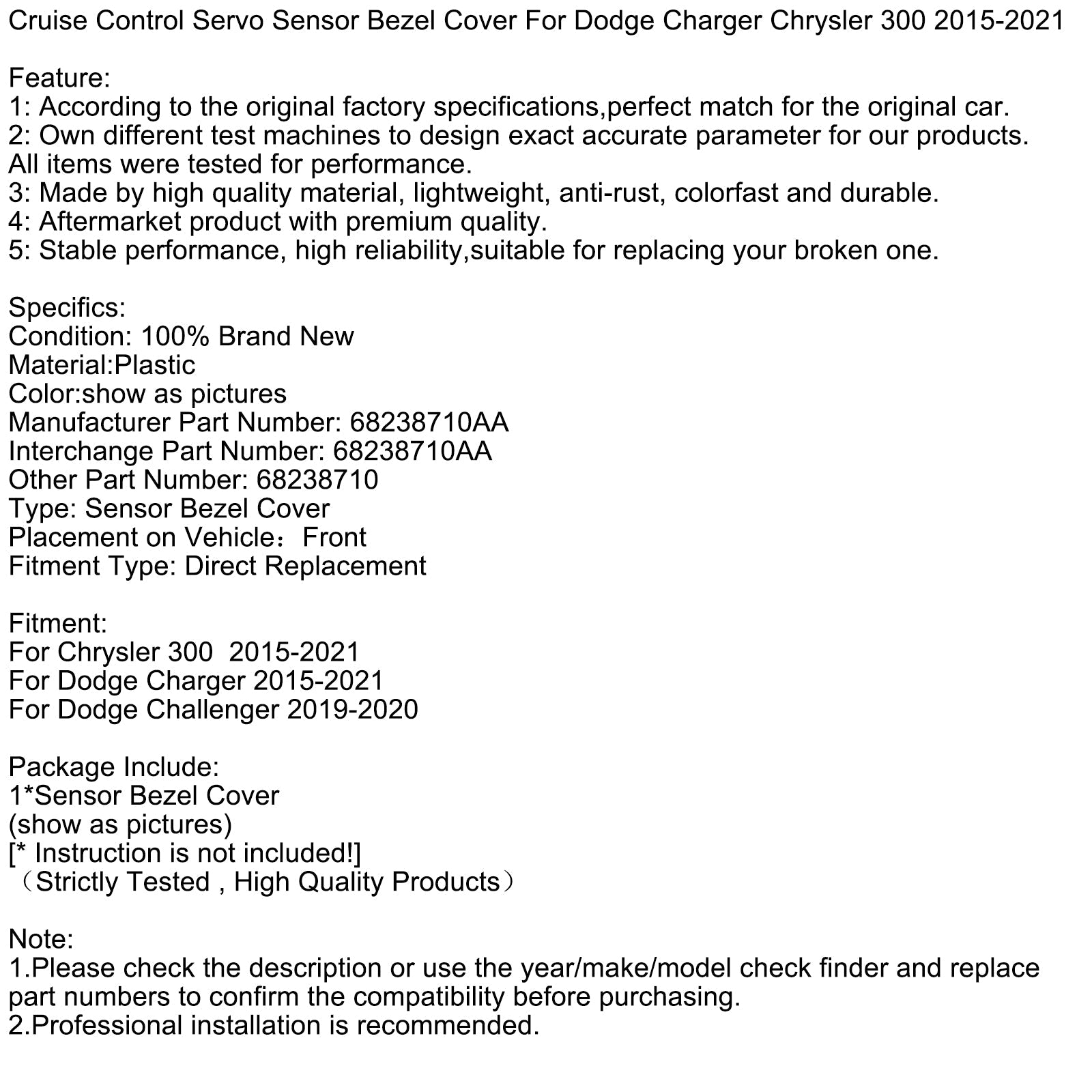 Cruise Control Servo Sensor Bezel Cover For Dodge Charger Chrysler 2015-2021