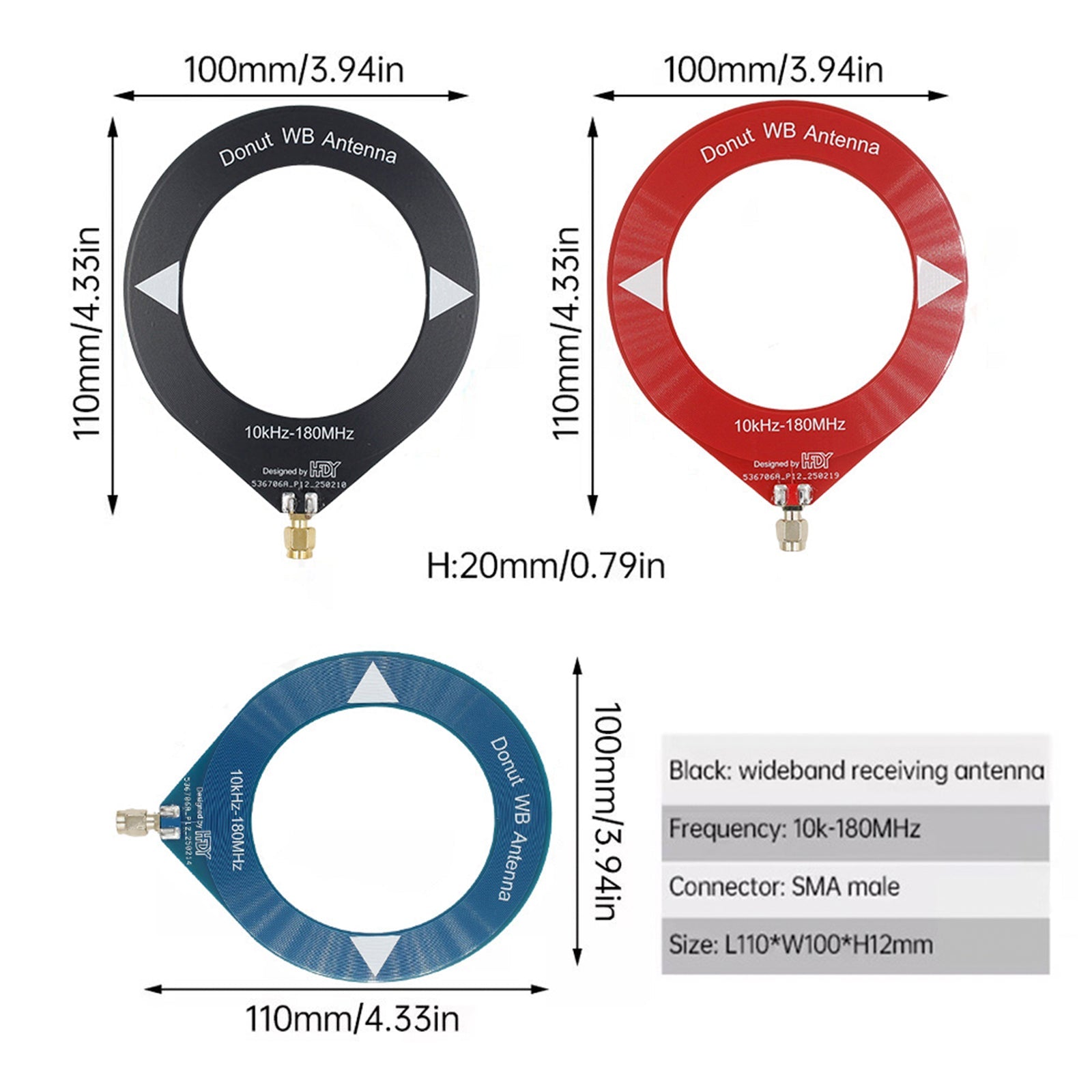 10kHz-180MHz Full-Band Coverage Ring Donut Antenna Shortwave/Medium Wave SDR