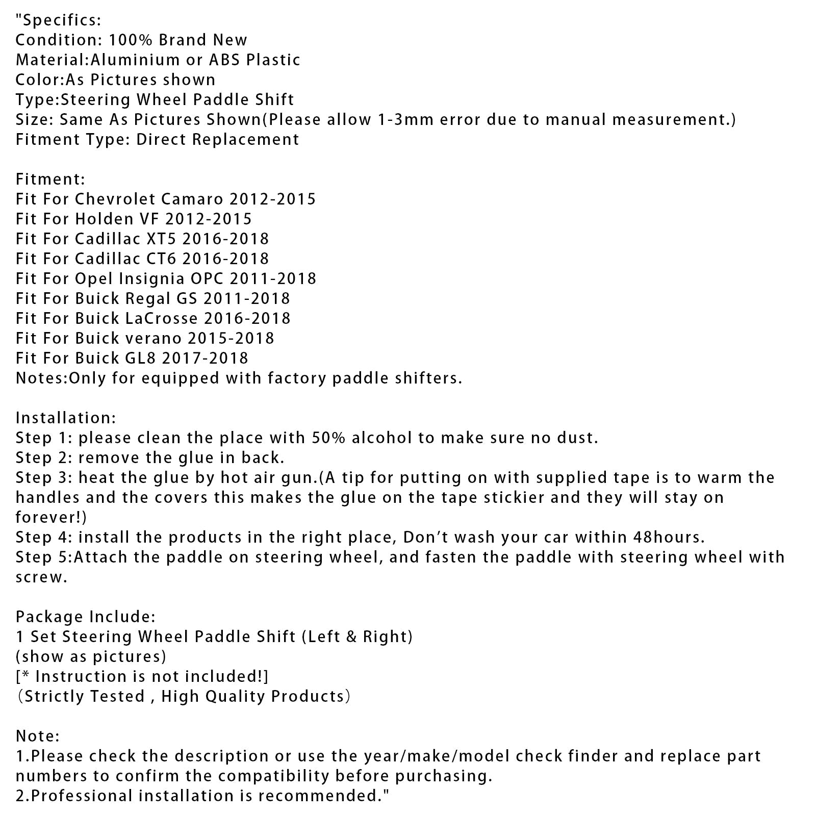 Steering Wheel Paddle Shifter Covers For Holden VF 2012-2015