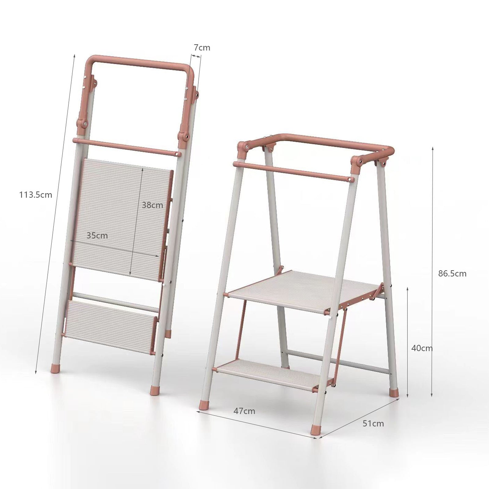 2-Step Kitchen Stepper Adult Folding Step Stool Kids Folding