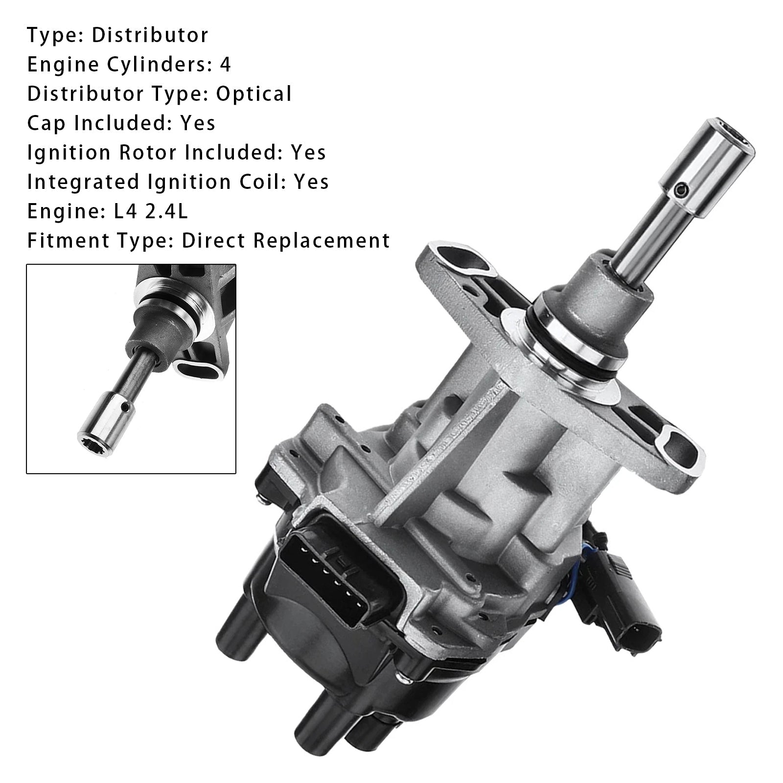 2005-2010 Nissan Pickup L4 2.4L Petrol with Cap & Rotor Ignition Distributor w/ Cap & Rotor 221003S500 8458421