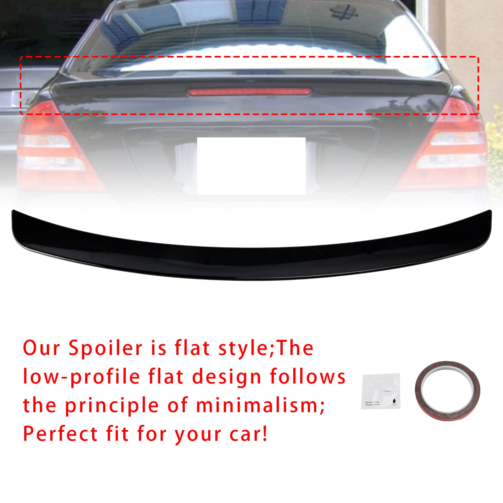 Gloss Black Rear Spoiler For Mercedes-Benz C-Class W203 2001-2007 Sedan