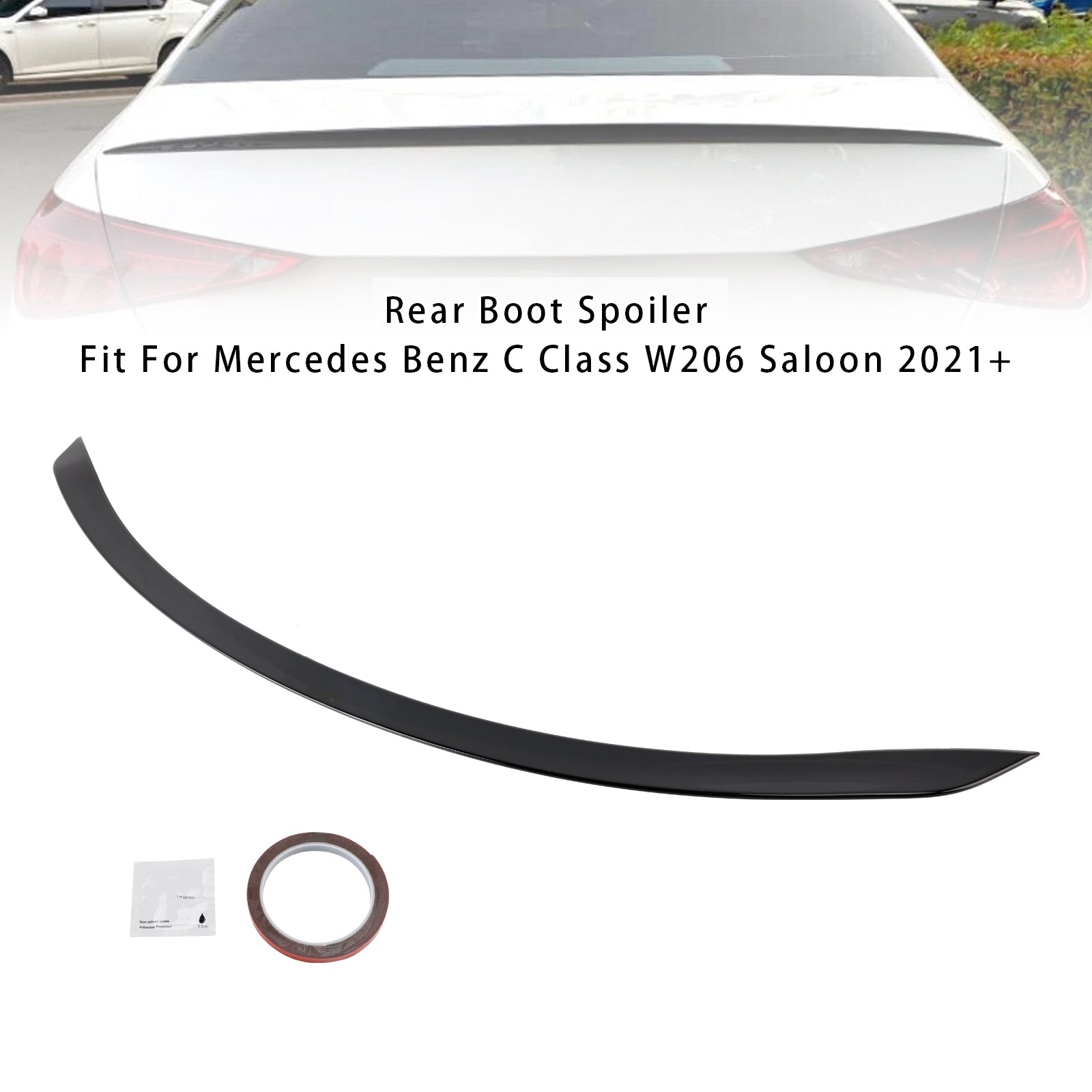 Gloss Black Rear Spoiler For Mercedes-Benz C-Class W206 C63 S Style 2021+