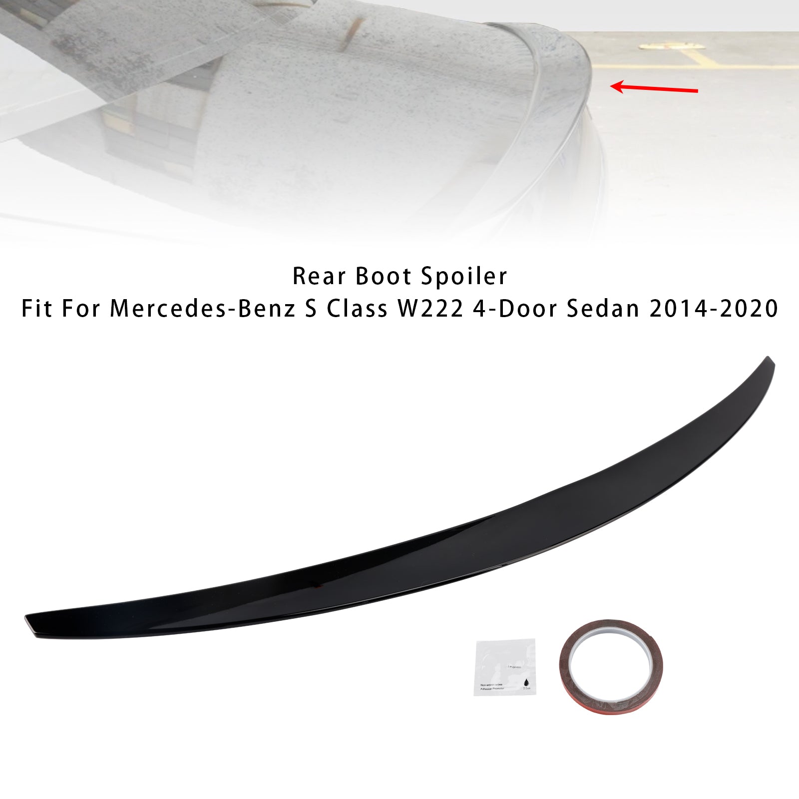 2014-2020 Mercedes-Benz S-Class W222 Gloss Black Rear Boot Spoiler