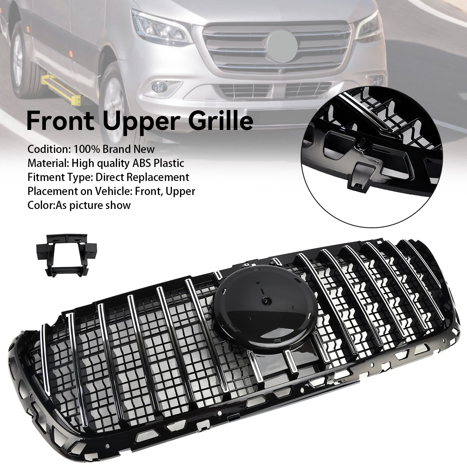 Front Bumper Grille Grill fit Mercedes Sprinter W907 W910 2018-2023 GT Style