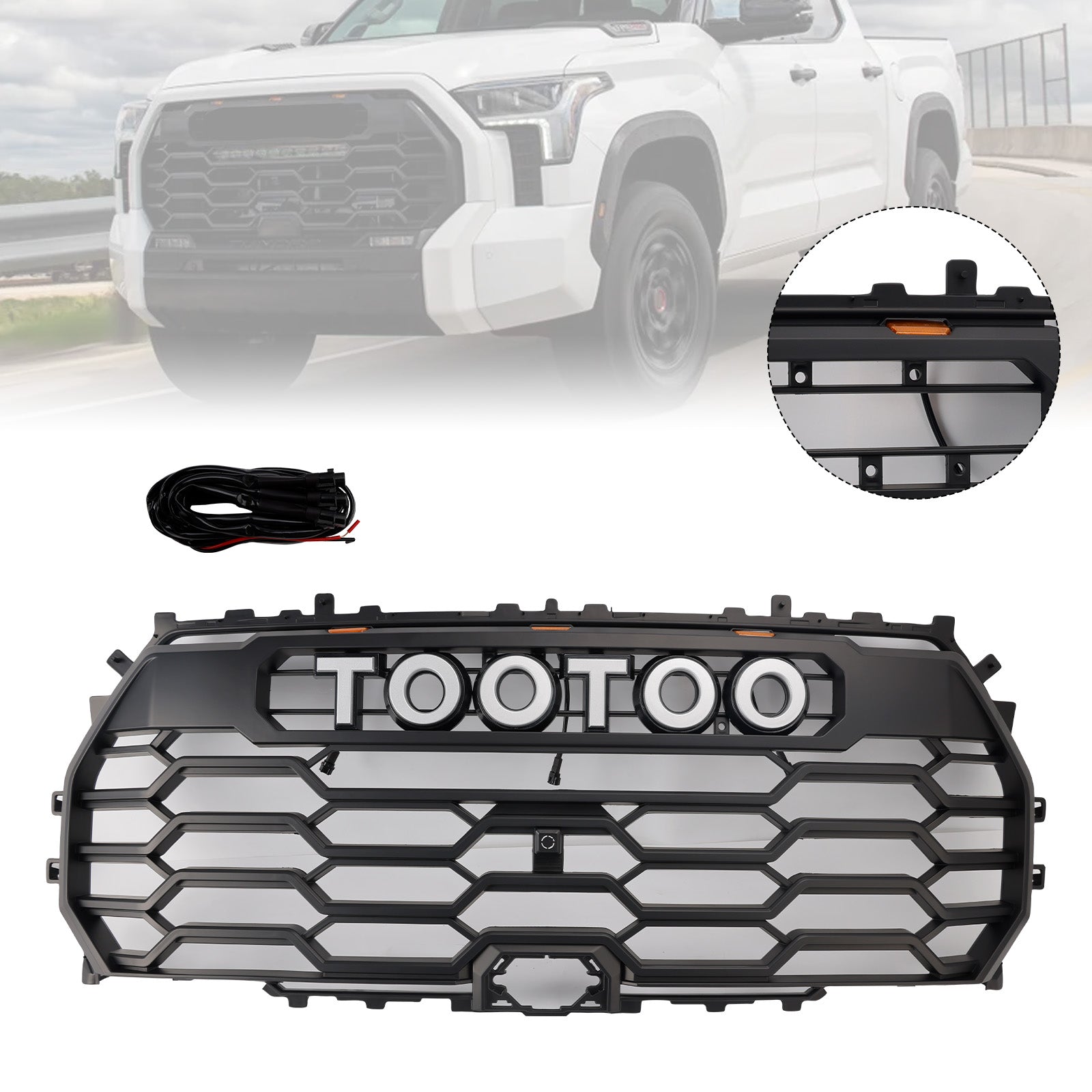 Matte Black Front Grill Grille 53101-0C220 Fit Toyota Tundra 2022-2025 TRD PRO