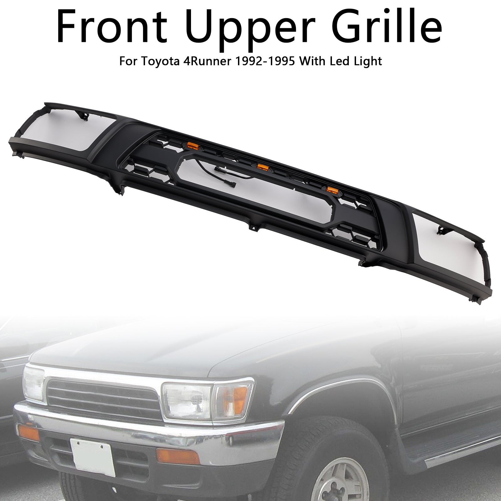 1992-1995 Toyota 4Runner With Led Matte Black Front Bumper Grill Grille