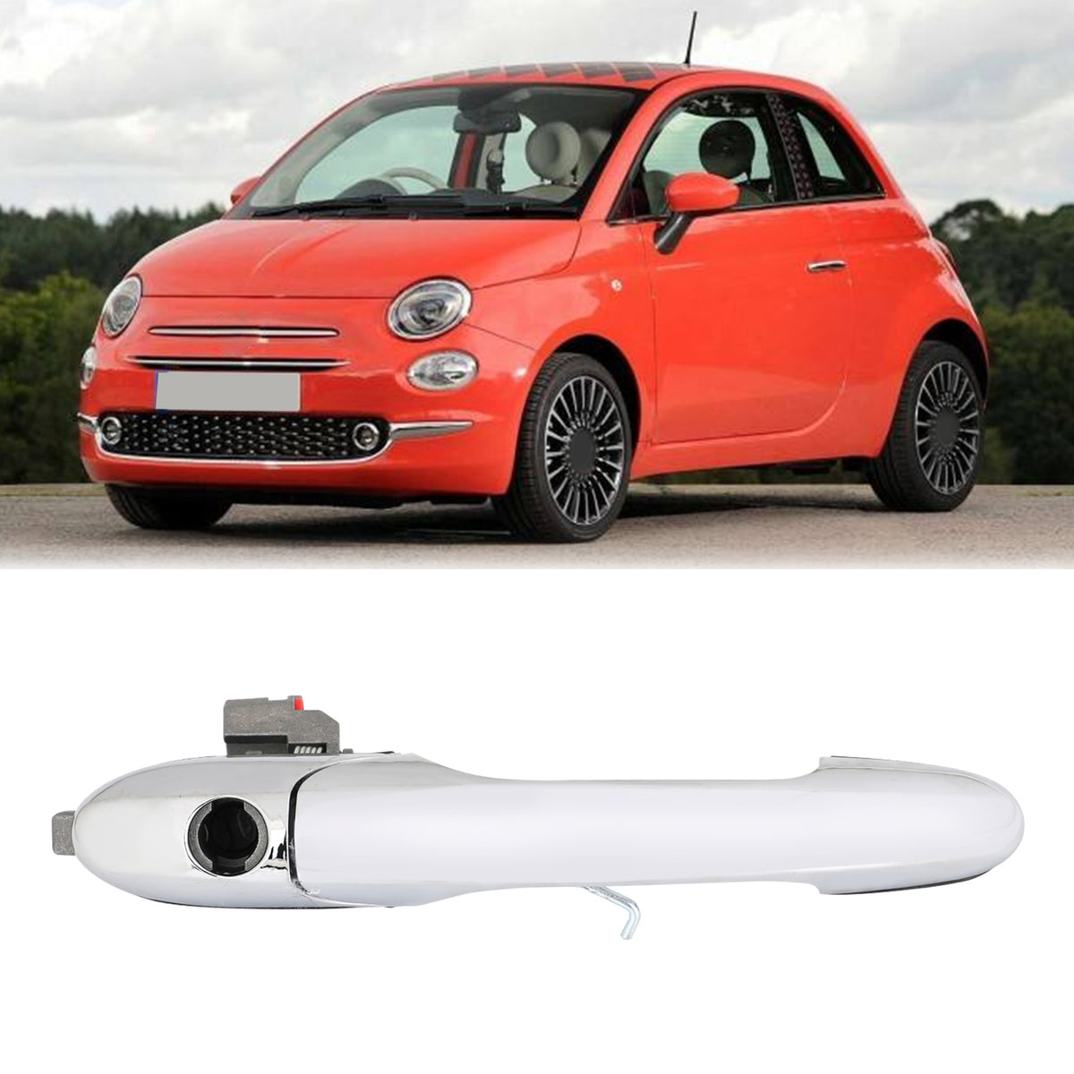 Right Driver Side Chrome Outer Door Handle 735592012 Fits For Fiat 500 Offside Generic