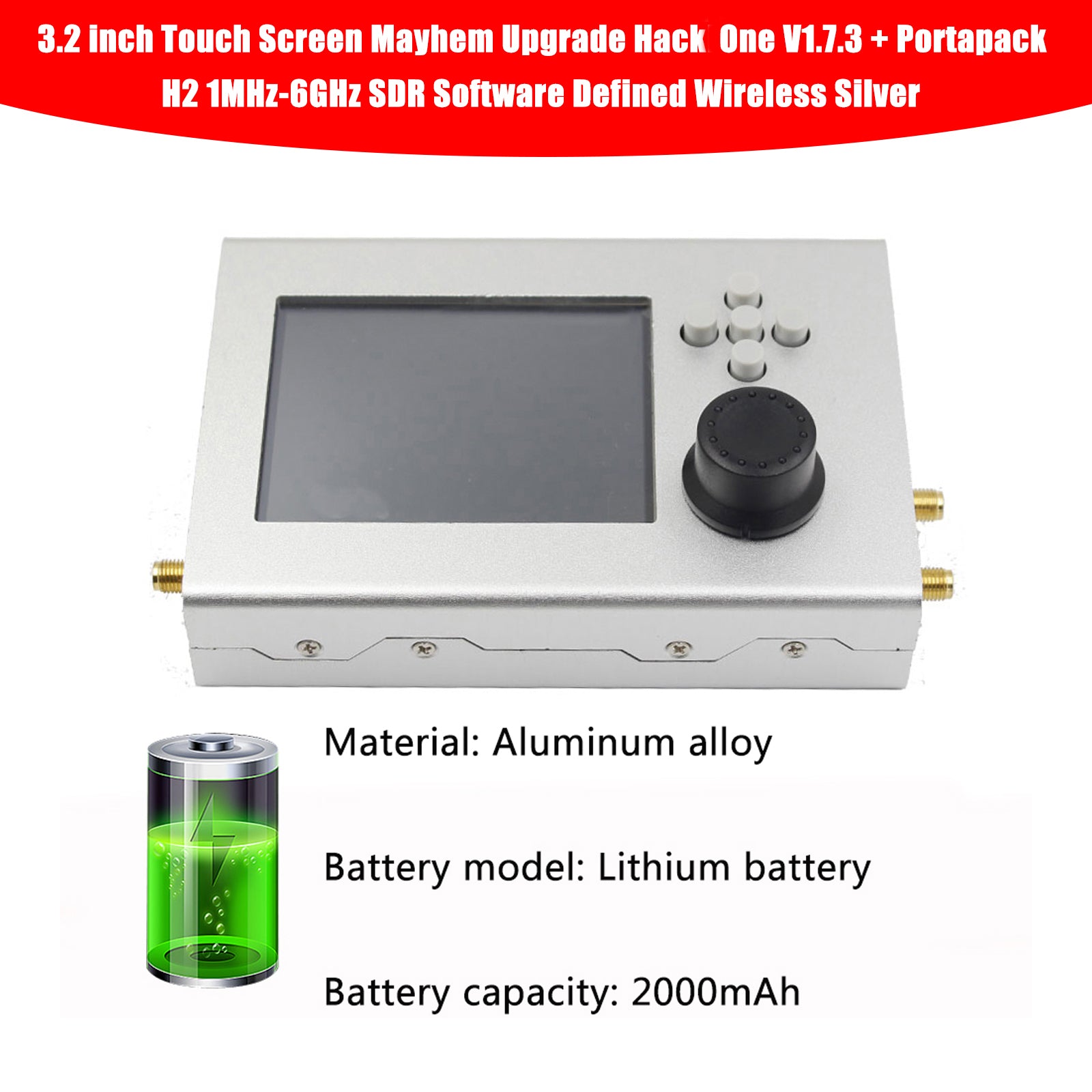 3.2" V1.7.3 Portapack 1MHz-6GHz SDR Software Defined Wireless Silver