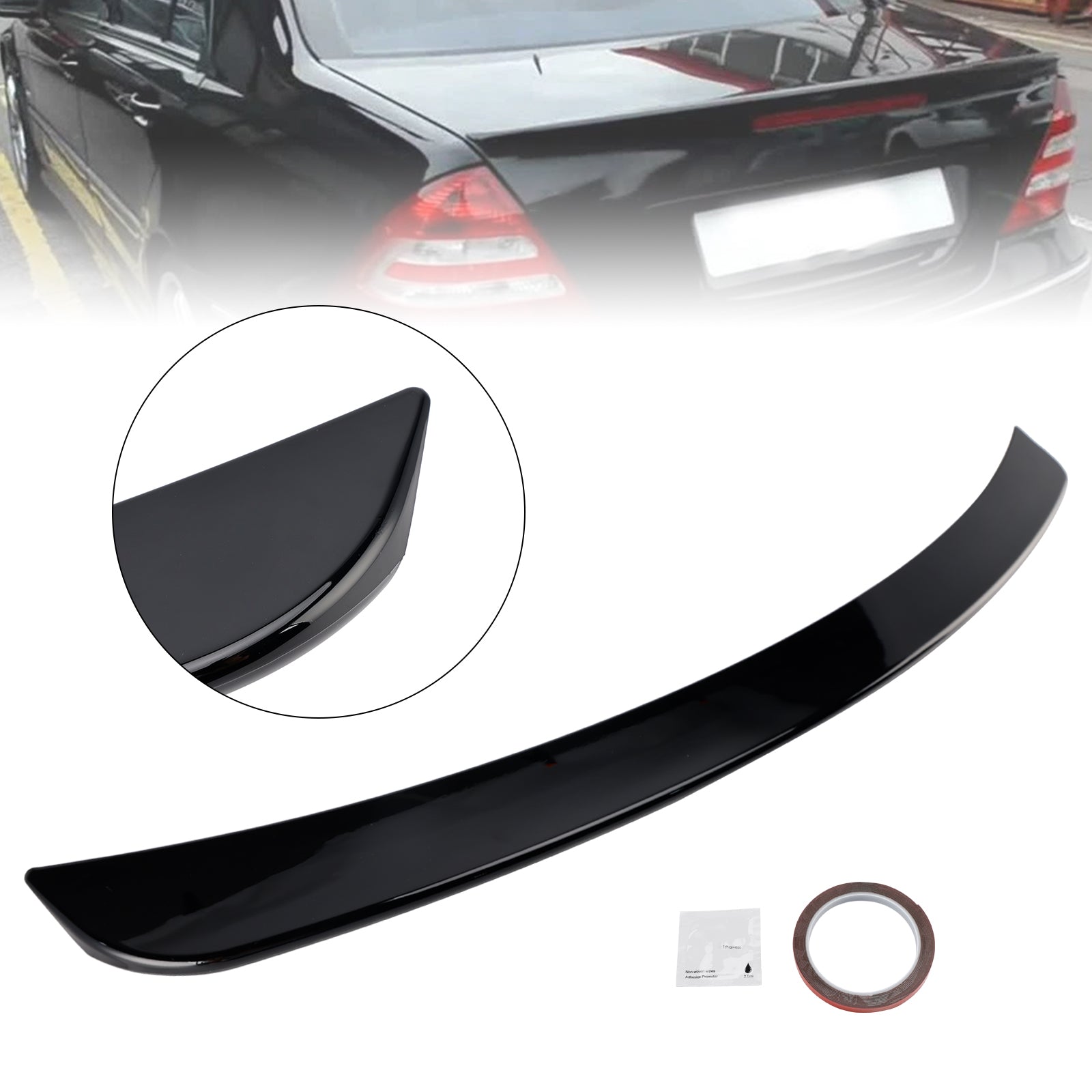 Gloss Black Rear Spoiler For Mercedes-Benz C-Class W203 01-07 Sedan 