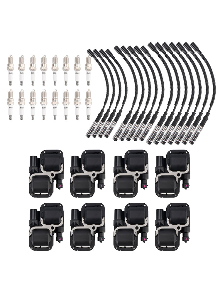 1998-2002 Mercedes Benz E430 8x Ignition Coil+16x Spark plug +16x Wire Set UF359 0001587303