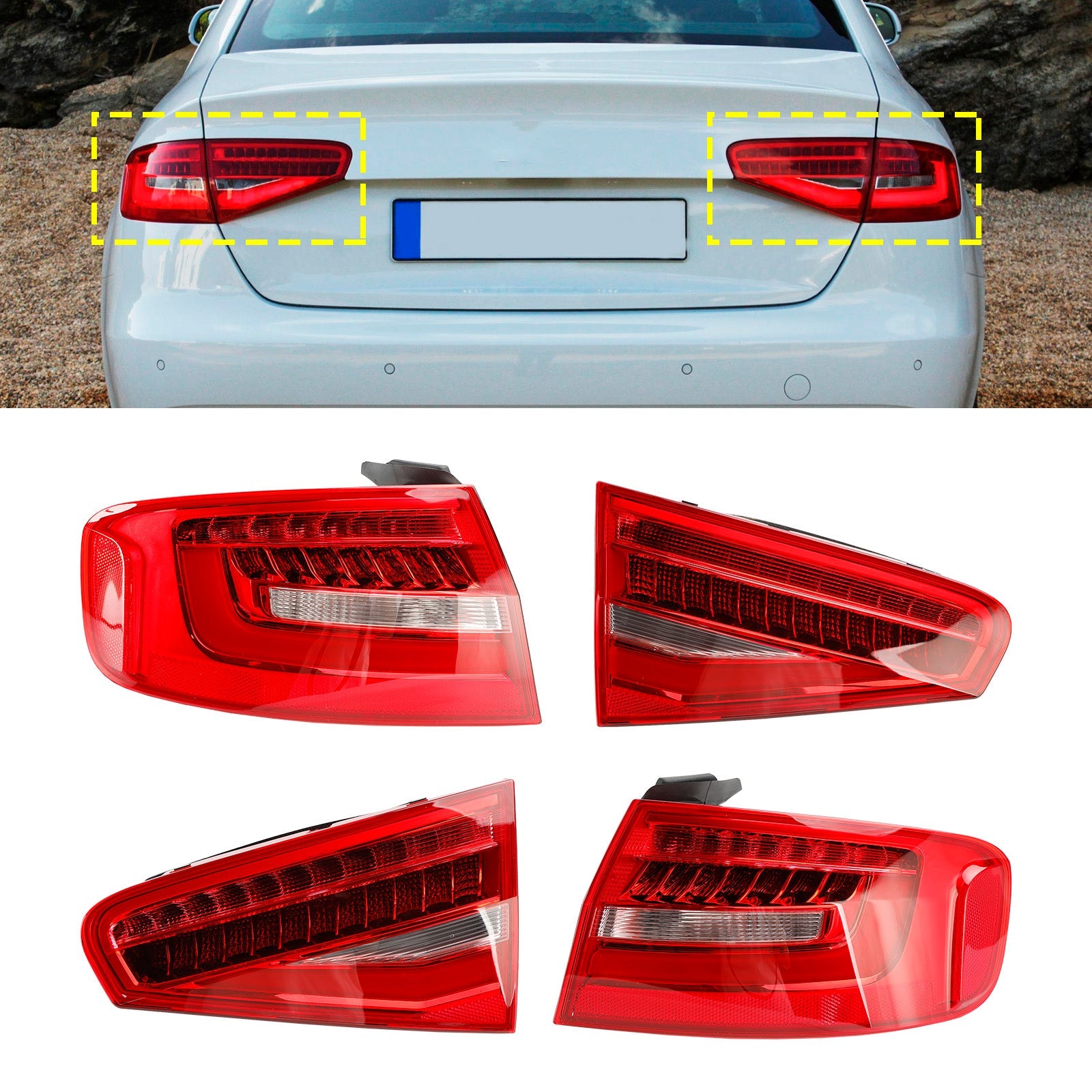 4pcs Rear Tail Light Lamp 8K5945093AC 4AC 5AC 6AC For Audi A4 B8.5PA 2013-2016