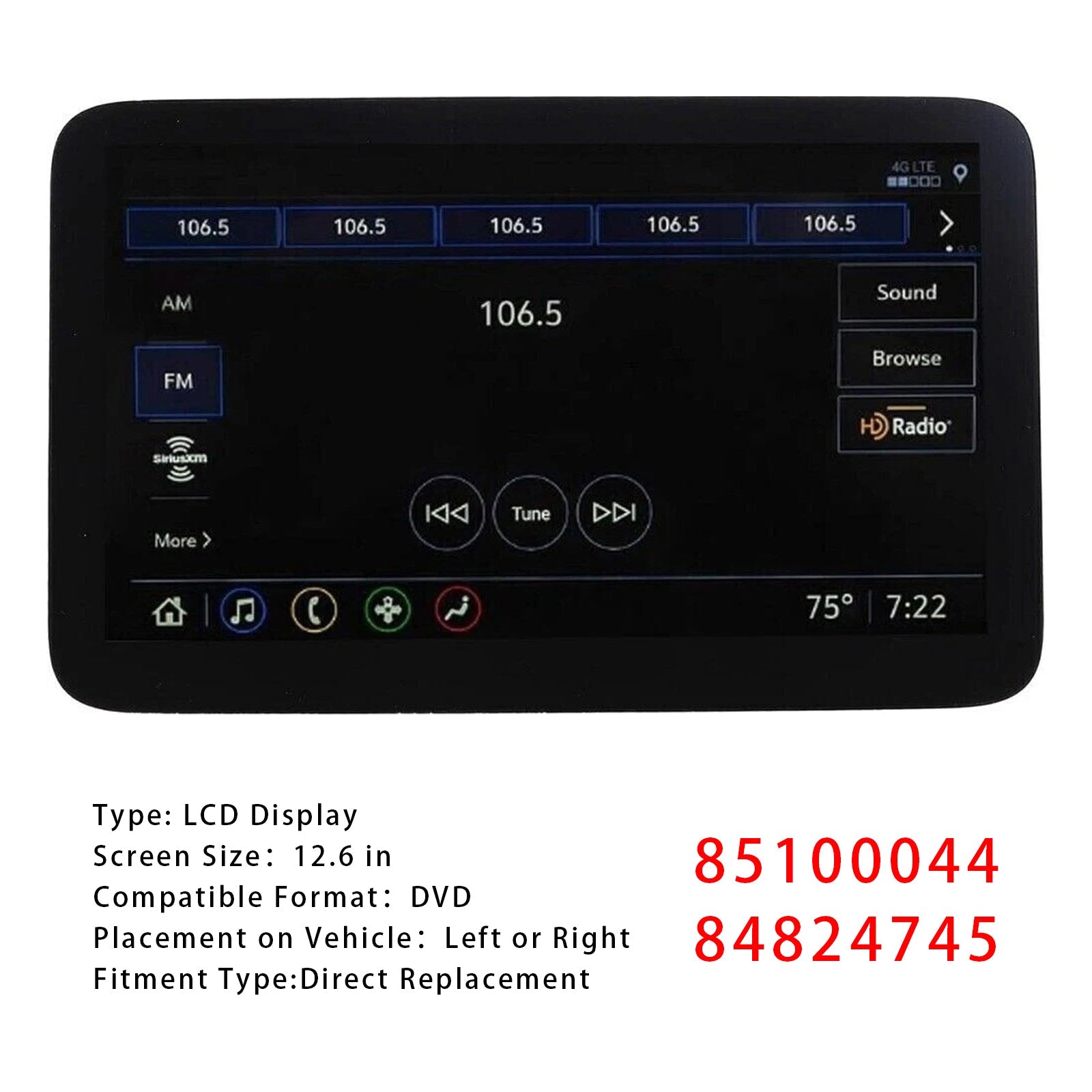 85100044 84824745 LCD Display For Suburban GMC Yukon XL Headrest BACK SEAT 21-24