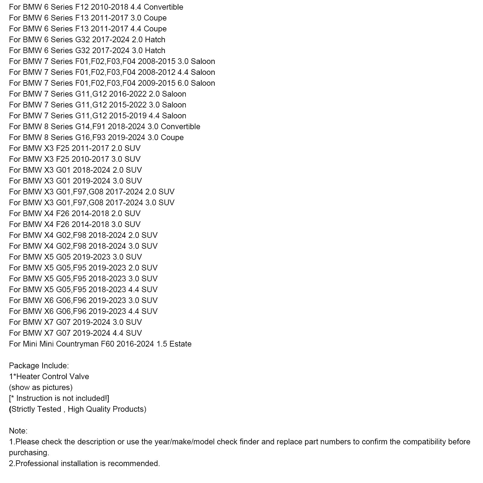 Heater Control Valve 64129153079 For BMW 2 3 5 6 7 8 Series F45 F30 F80