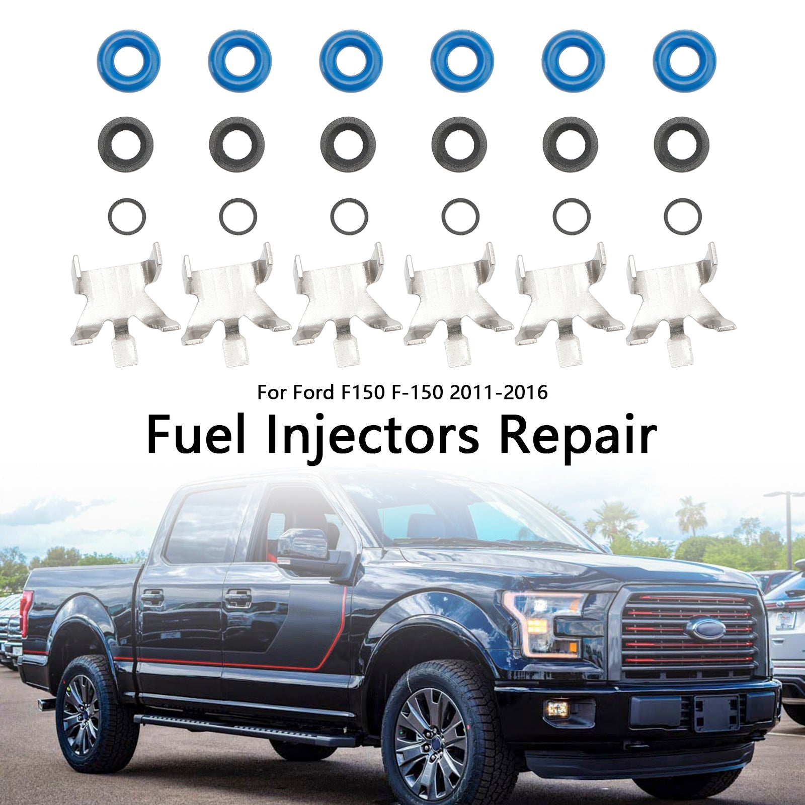 6PCS Fuel Injector Repair Seal Kit fit Ford F150 3.5L Turbo EcoBoost 2011-2016