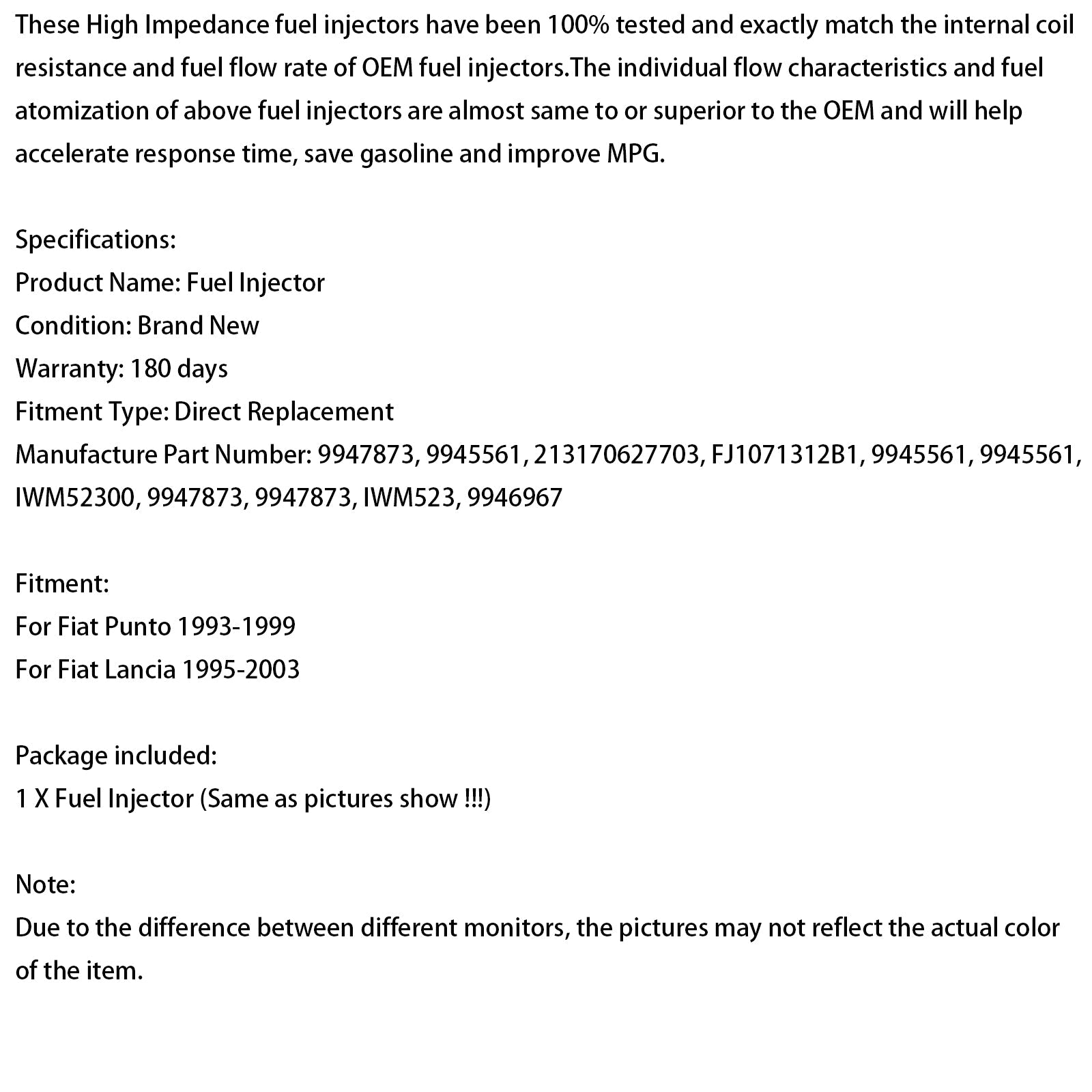 1PCS Fuel Injector IWM52300 Fit Fiat Punto Fit Lancia 9947873