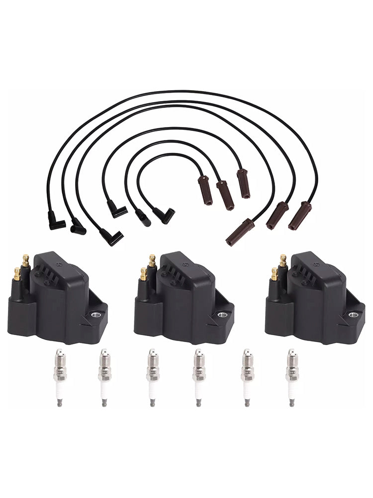 6x Spark Plug+3x DR39 Ignition Coil +6x Wires For Buick Lucerne 3.8L 96-08