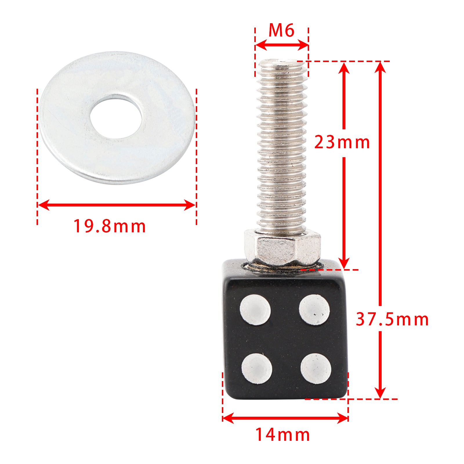 4x Motorcycle Bike Plastic Black Dice License Plate Bolt On Screw On Frame Nut