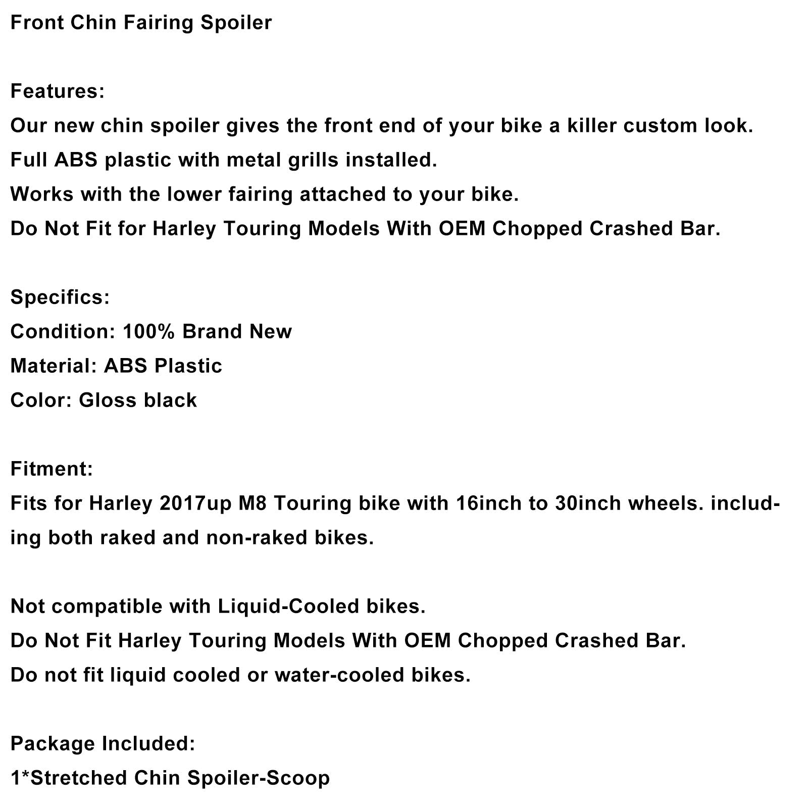 2017+ Touring Road Street Glide Electra Glide M8 Front Chin Fairing Spoiler