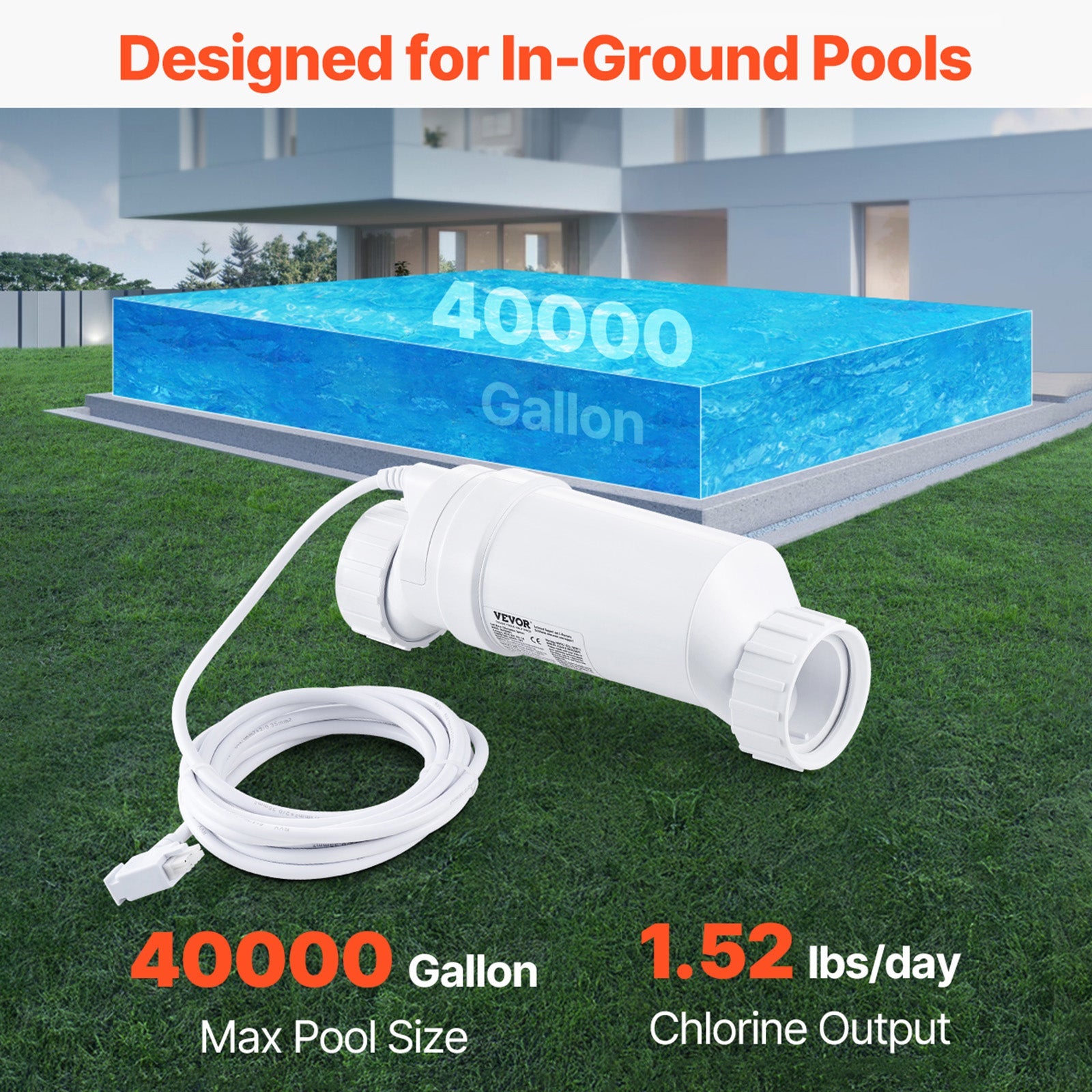 Salt Chlorine Generator 20CELL-15/89420001 40,000 Gallons For Swimming Pool