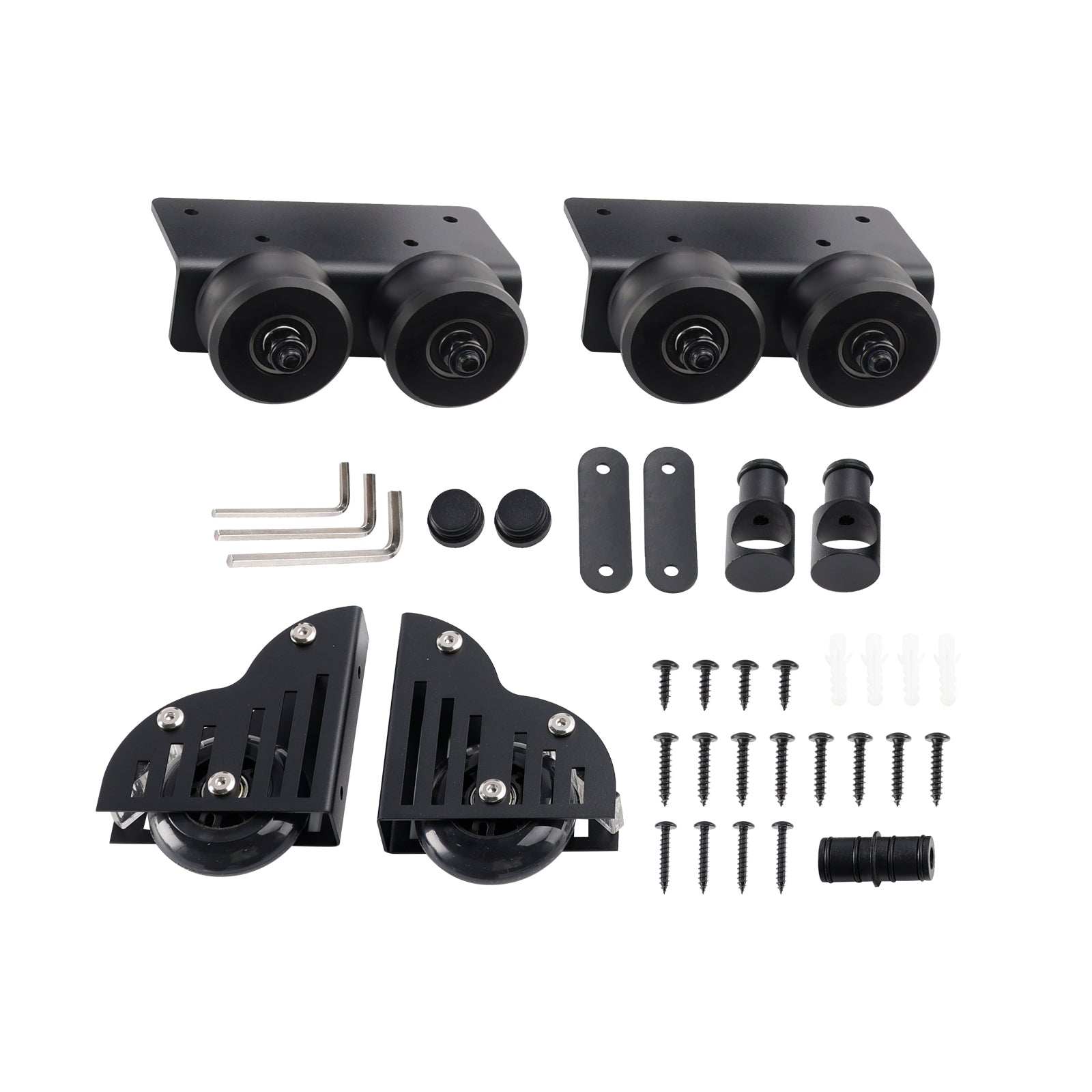 Rolling Library Sliding Ladder Hardware Kit with Brake 3.3FT Round Tube