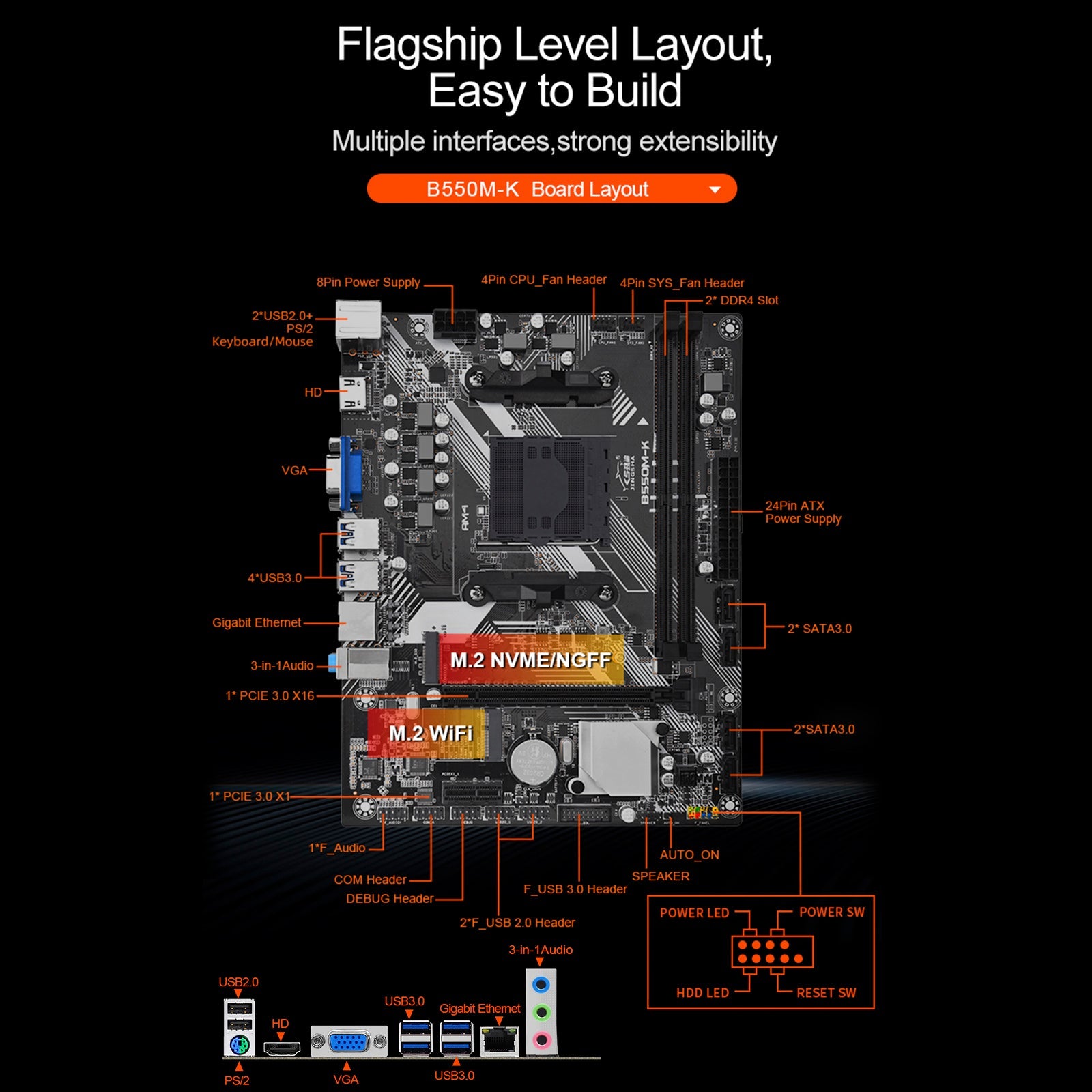 B550M-K Computer Motherboard AM4 Protocol M.2 Hard Drive Ryzen 3-5 Generation