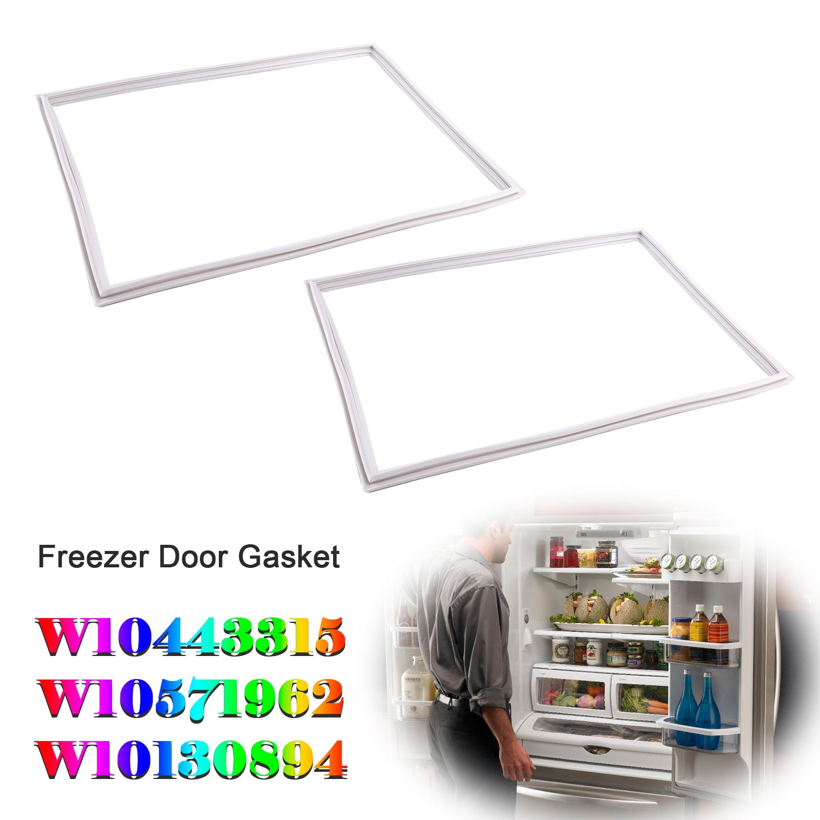 2 Pcs W10443315 Freezer Door Gasket for Kenmore Refrigerator W10571962 W10130894