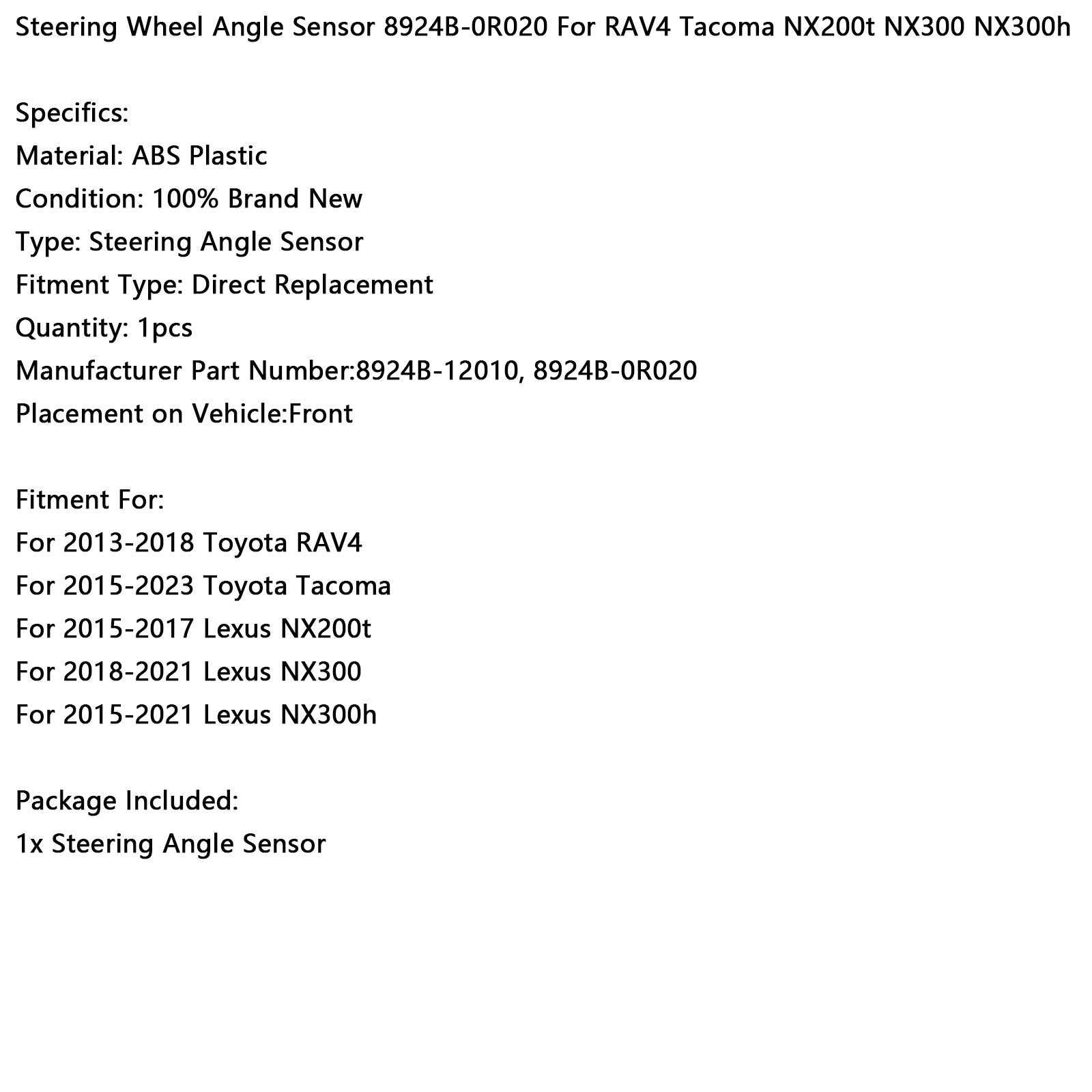 Steering Wheel Angle Sensor 8924B-0R020 For RAV4 Tacoma NX200t NX300 NX300h