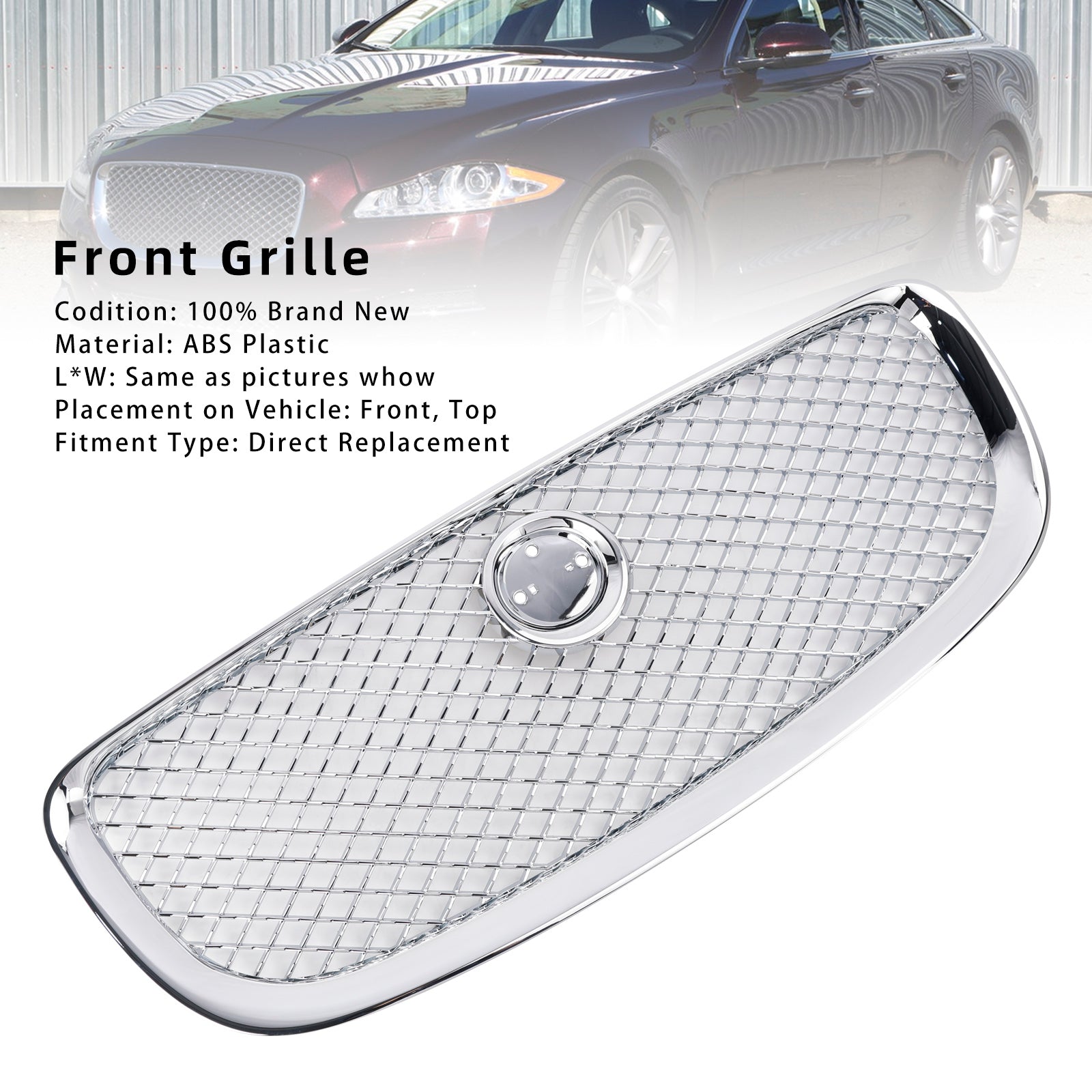 Chrome Front Bumper Grill Grille Fit Jaguar XJ 2010-2015