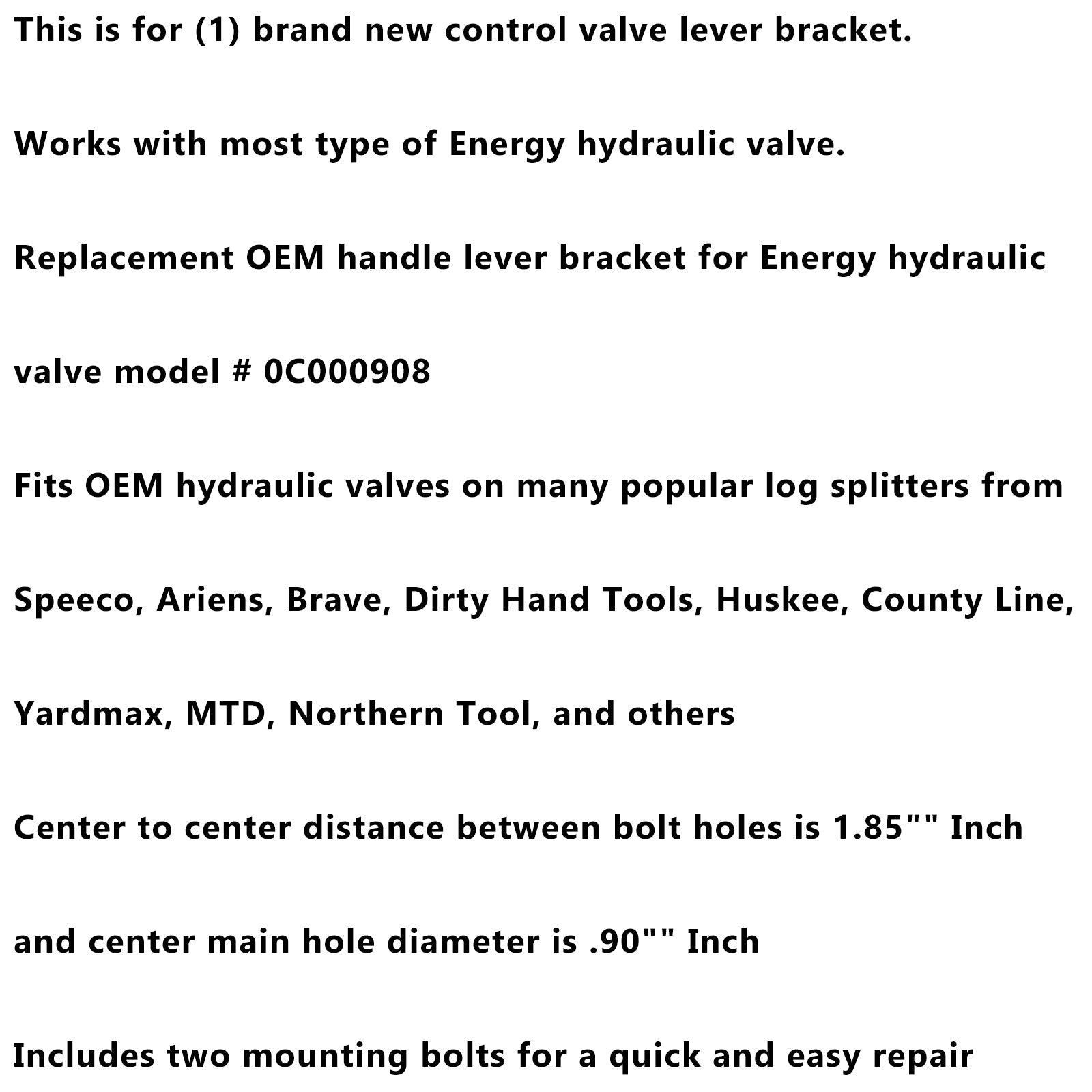 Energy Hydraulic Log Splitter Valve Lever Handle Mounting Bracket for HUSKY/MTD