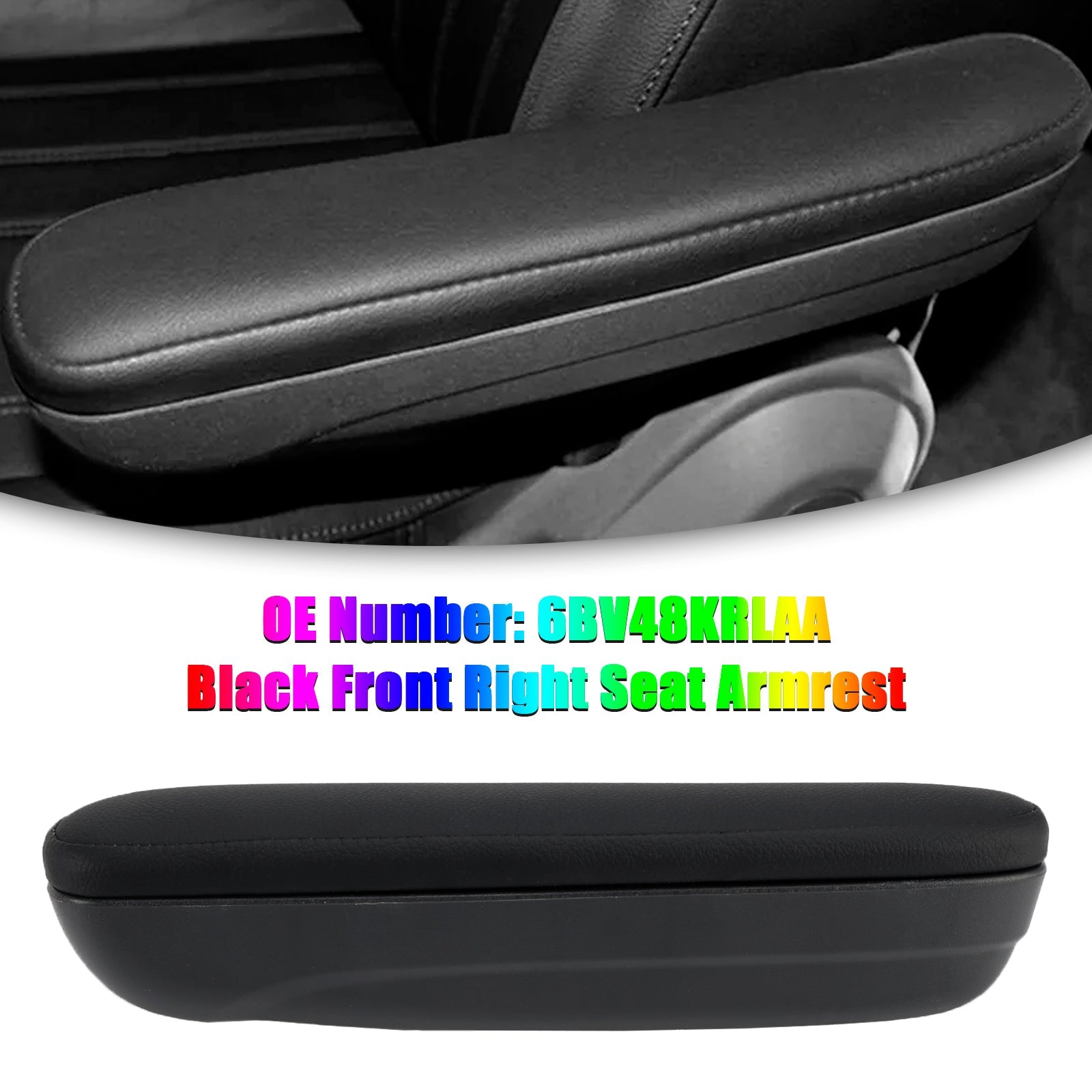 2016-2019 Fiat 500 Abarth Black Front Right Seat Armrest 6BV48KRLAA