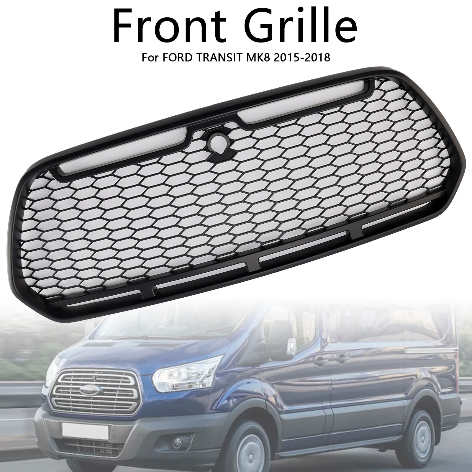 2015-2018 Ford Transit MK8 Raptor Matt Black Front Bumper Grill Grille
