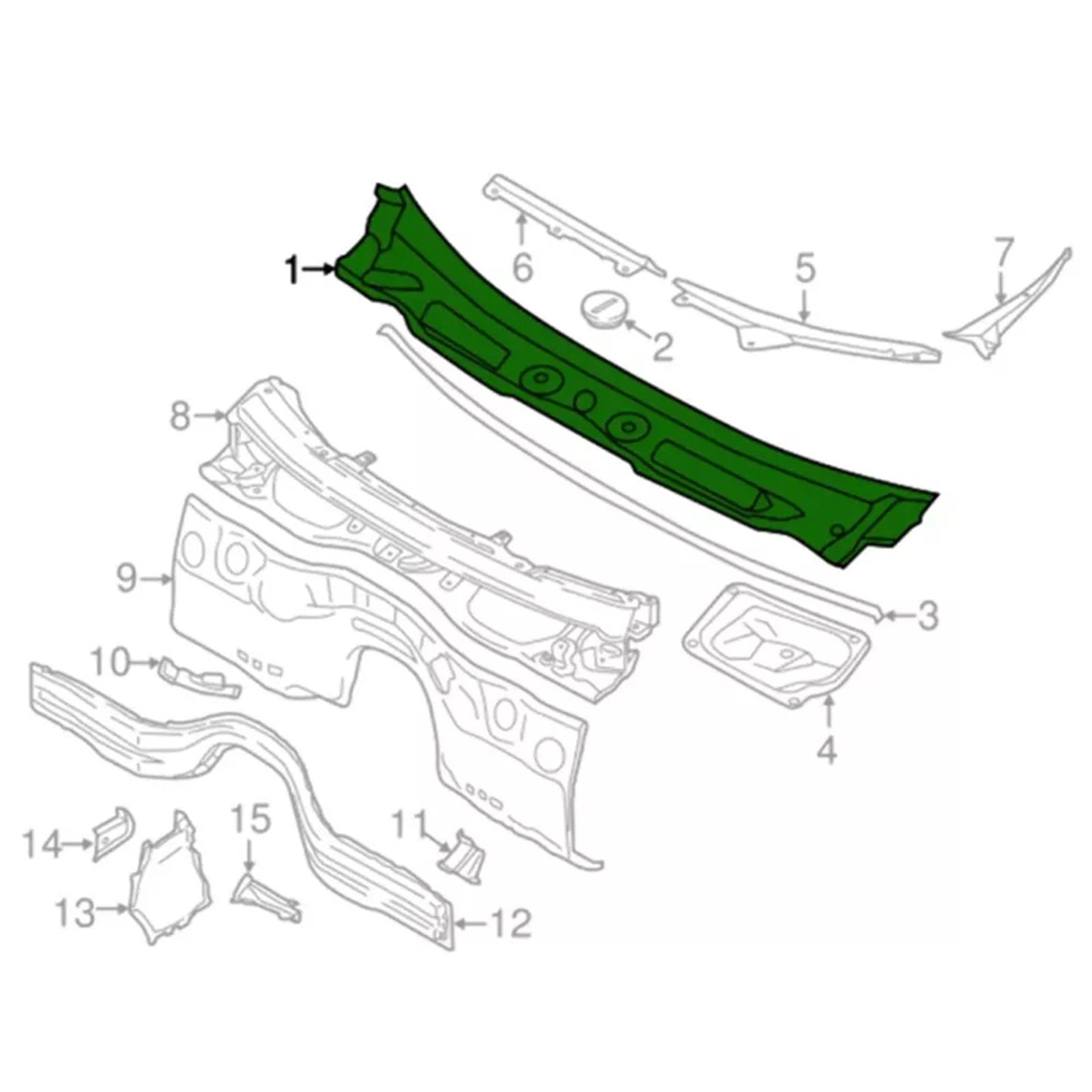 BMW X1 E84 2008-2015용 윈드쉴드 와이퍼 통풍구 카울 그릴 패널 51712990023