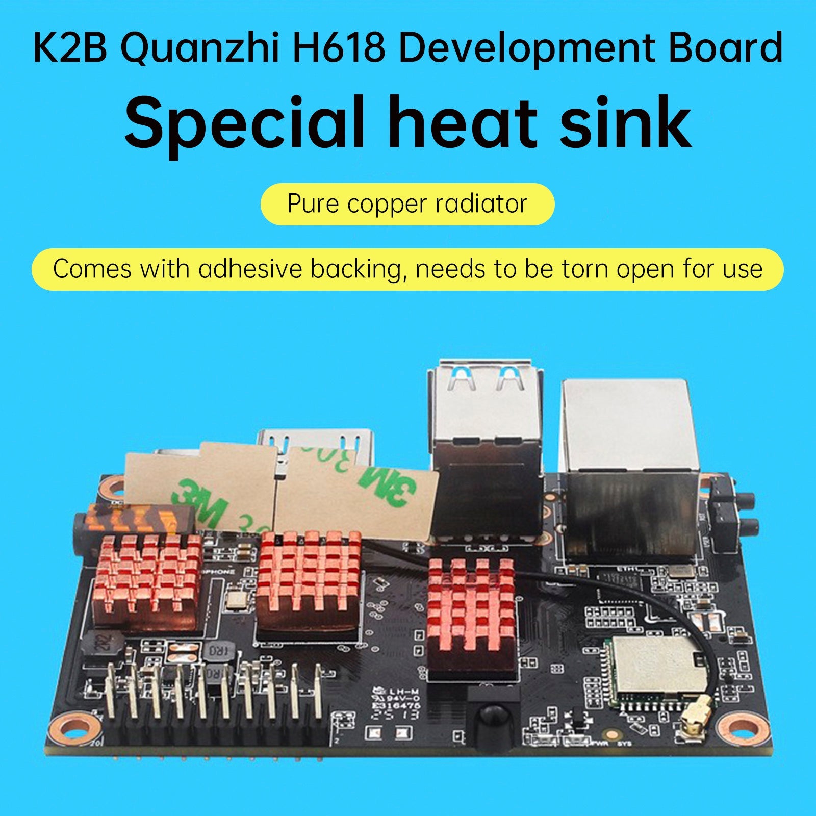 Quanzhi H618 Development Board Heat Sink Pure Copper Radiator For Kickpi K2B