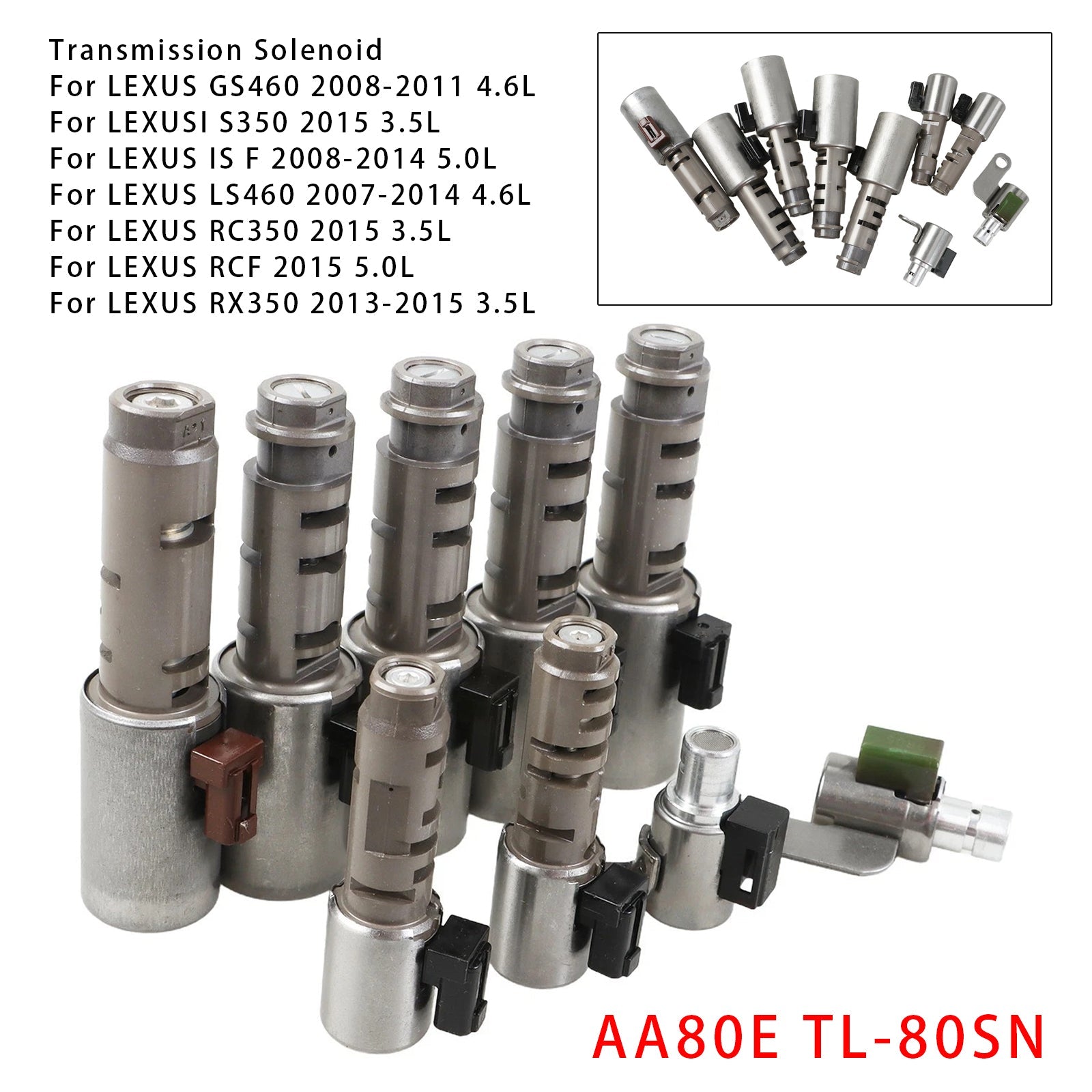 2008-2014 LEXUS IS F 5.0L AA80E TL-80SN Transmission Solenoids Kit