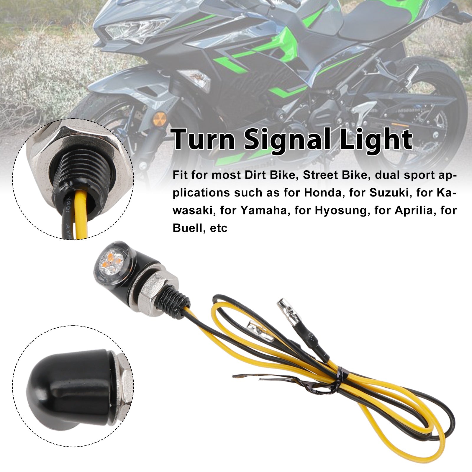 12V LED Turn Signal Indicator Light 8mm Universal Motorcycle For Honda