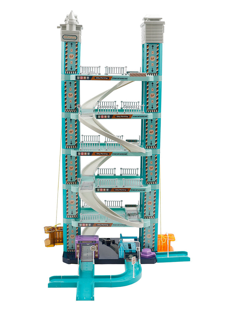 Intelligent Electric Hand Rank City Six Floor Track Parking Lot Toy With 2 Cars