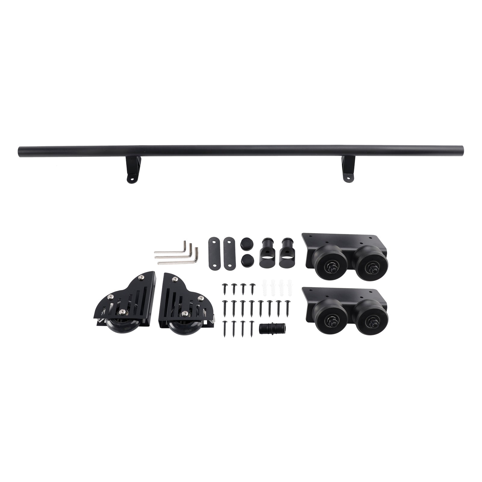 Rolling Library Sliding Ladder Hardware Kit with Brake 3.3FT Round Tube