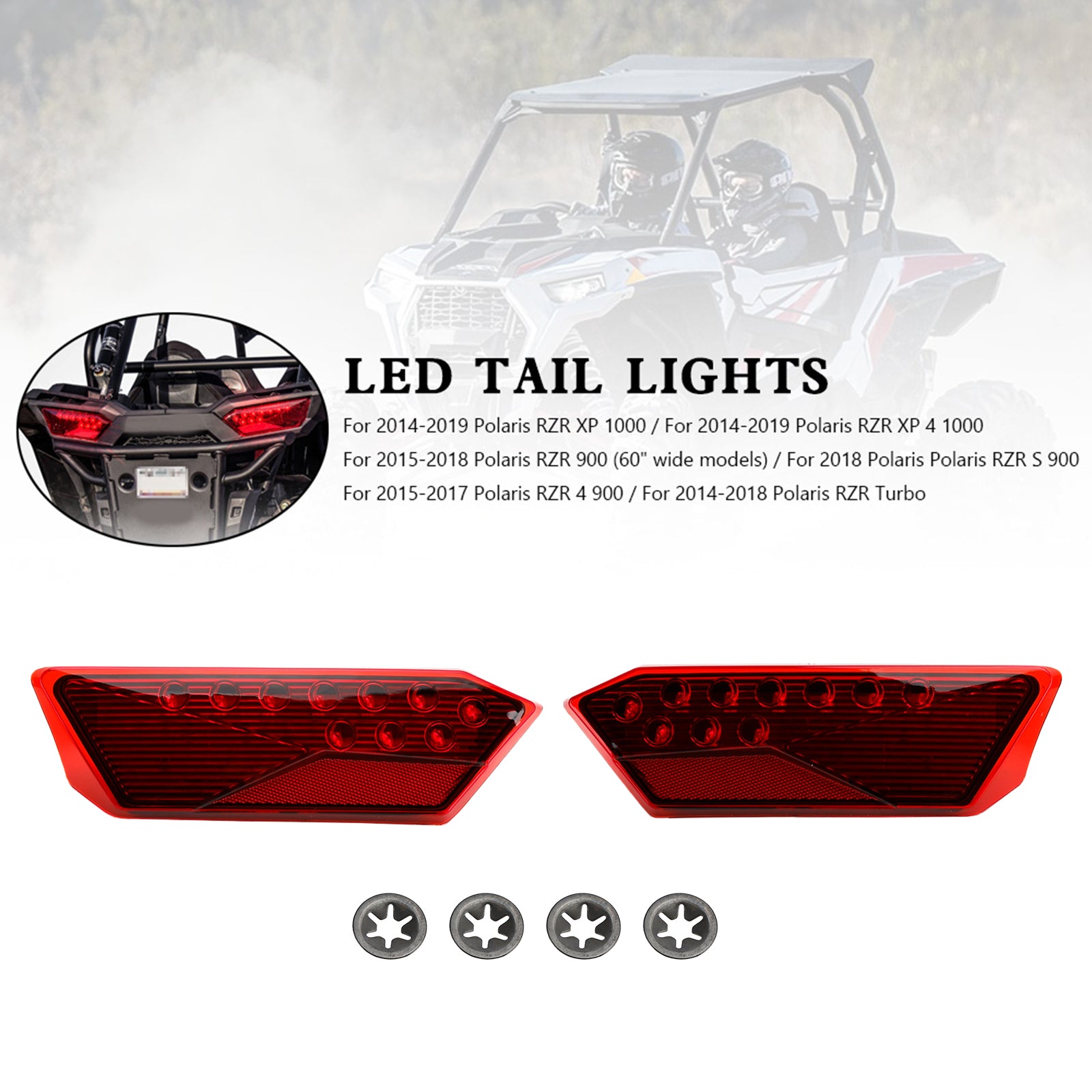 2412341 2412342 LED Tail Lights For Polaris RZR Turbo 1000 XP 900 S 2014-2019