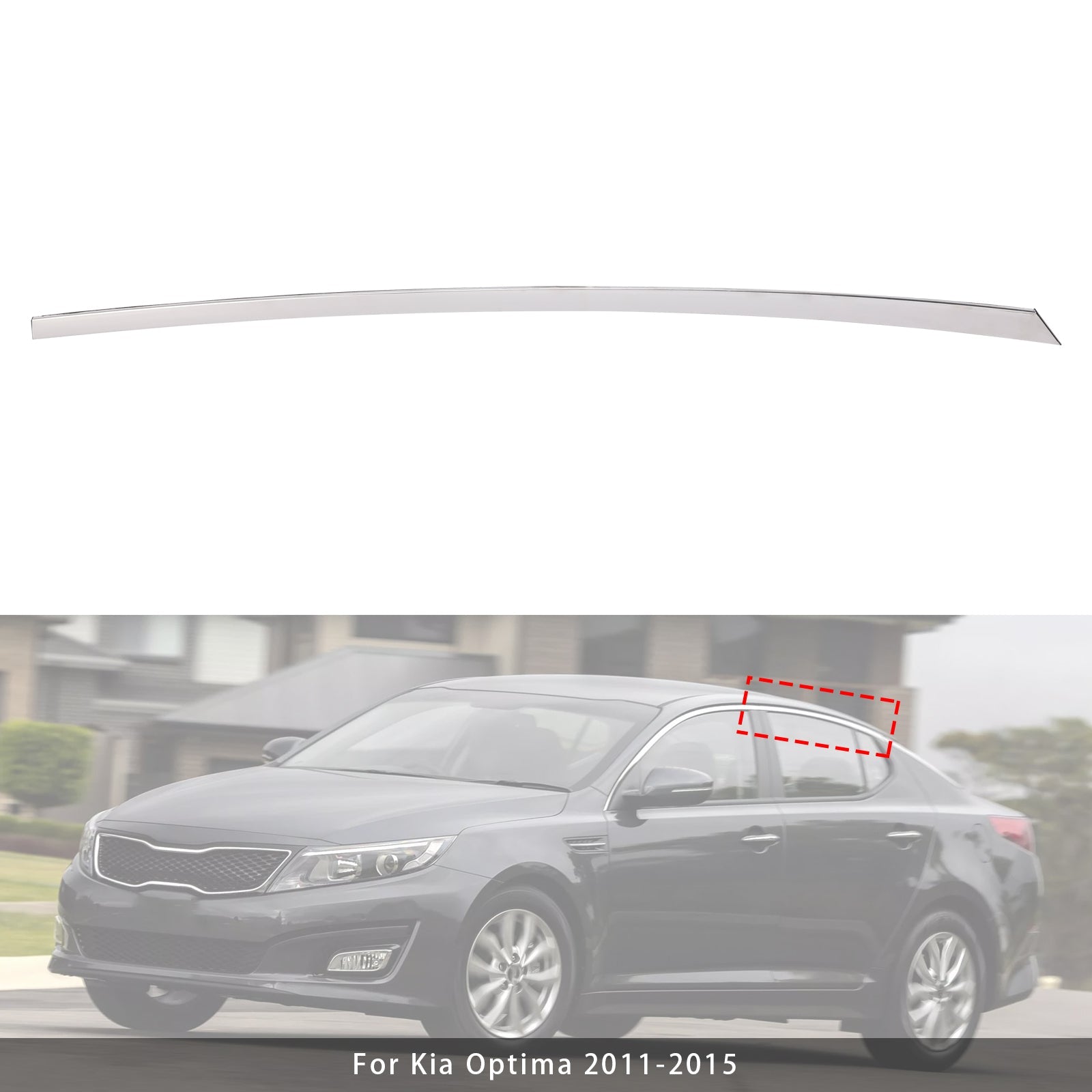 2011-2015 Kia Optima Left Side Upper Rear Door Panel Trim Molding Chrome
