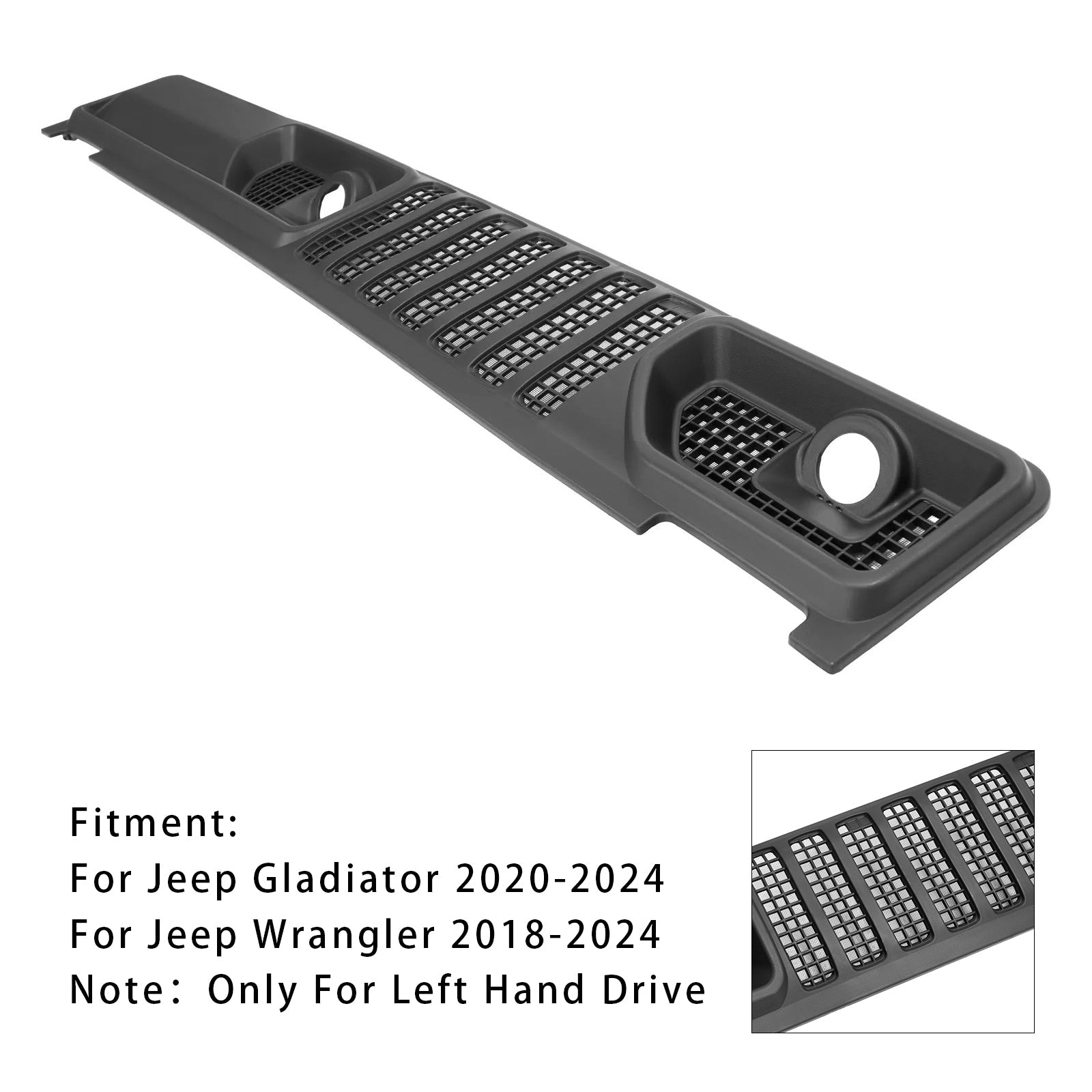 2018-2024 Jeep Wrangler JL / Gladiator Wiper Cowl Panel Grille 68307260AC